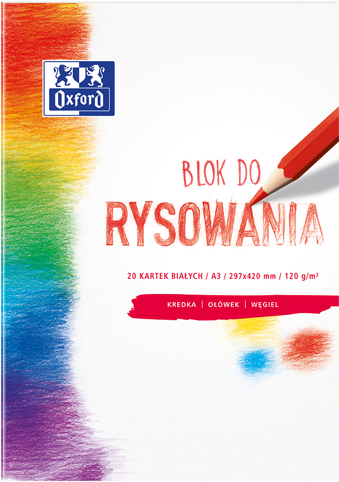 Blok rysunkowy Oxford, A3, 20 kartek, biały