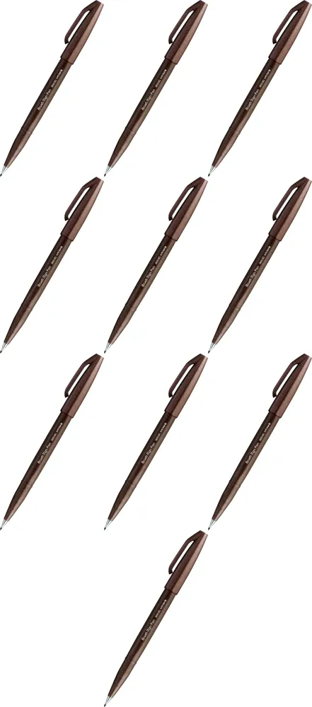 10x Pisak pędzelkowy do kaligrafii Pentel Brush Sign Pen SES15C, 2.07mm, brązowy ciemny