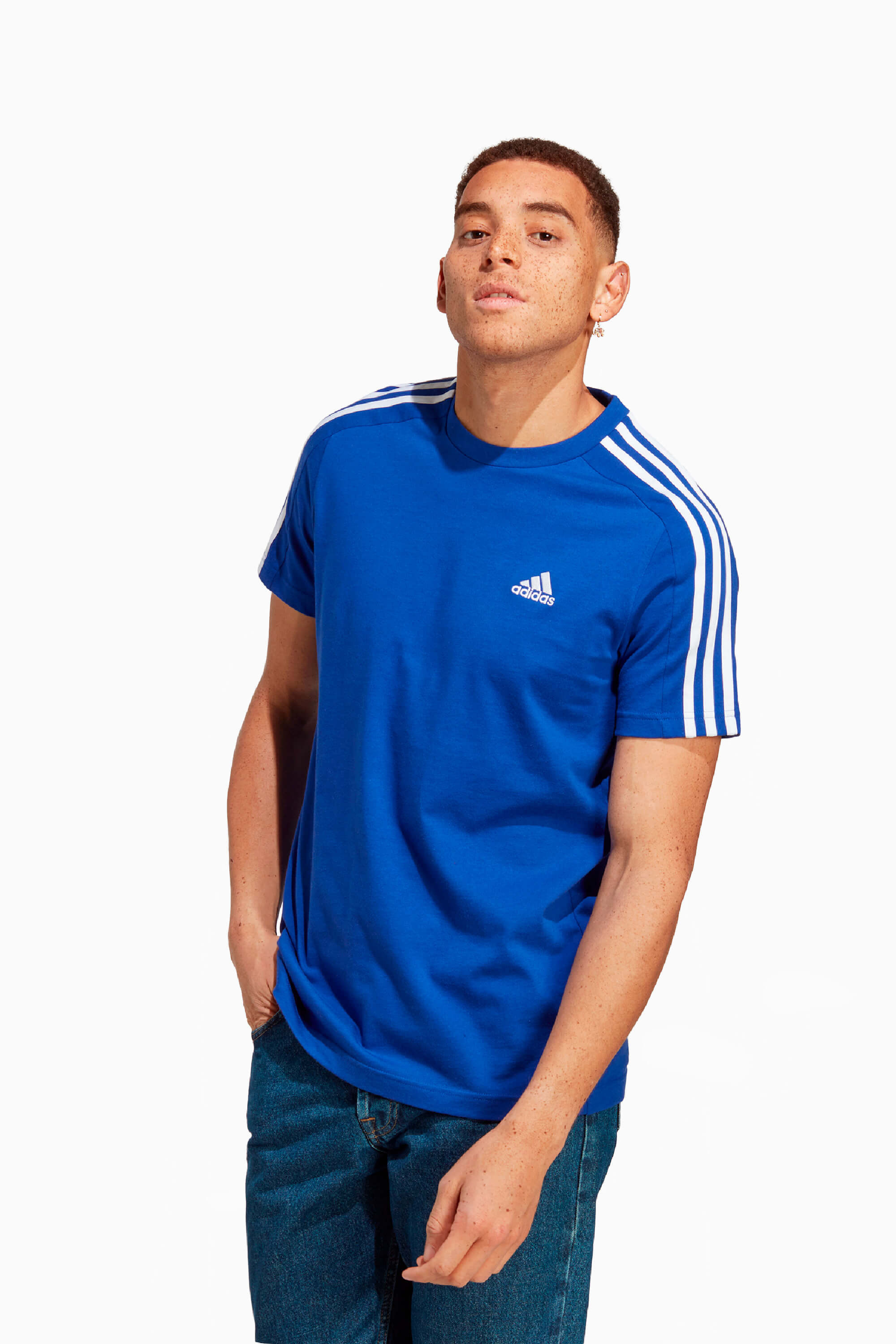 Koszulka adidas Essentials Single 3S Tee - Niebieski