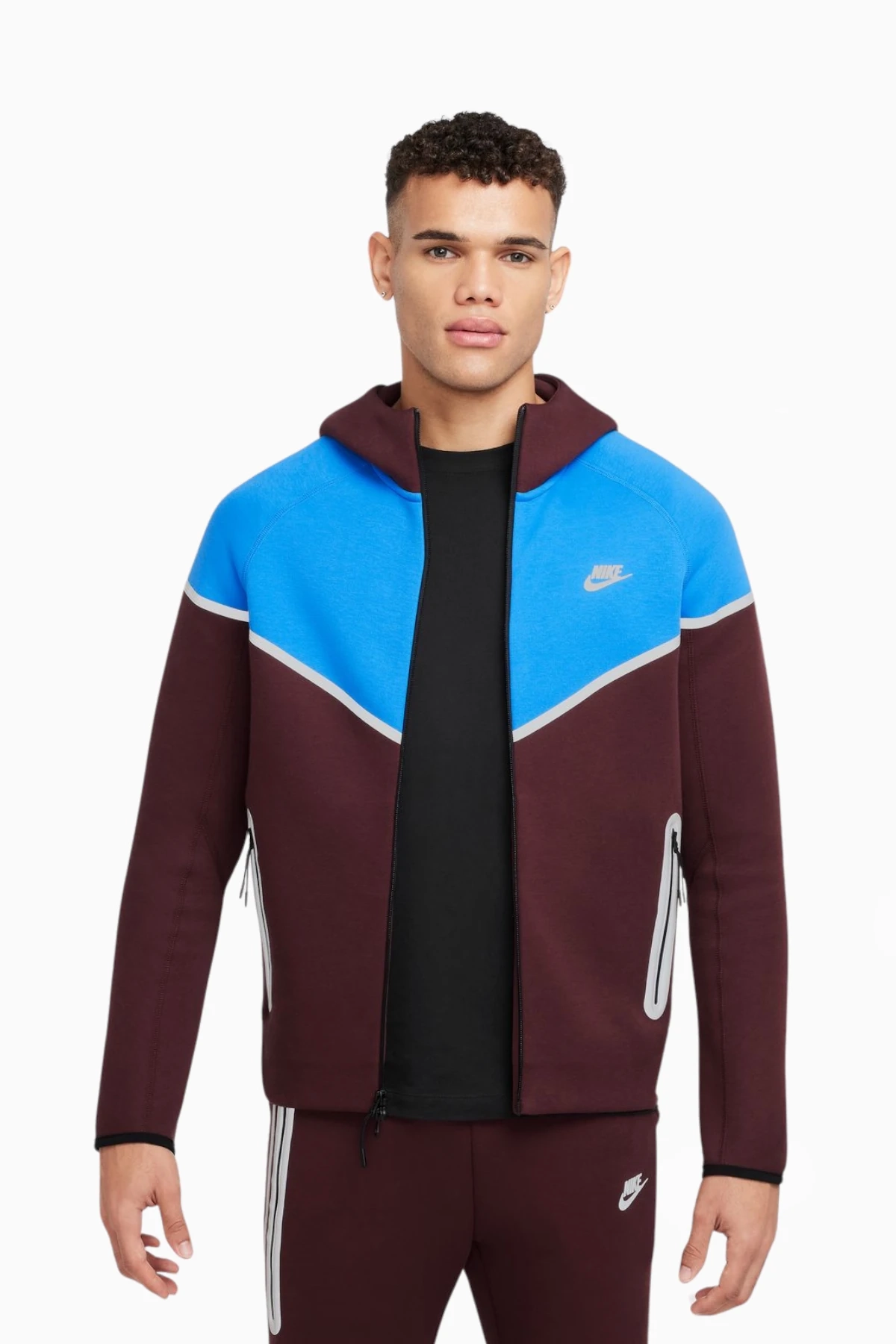 Bluza z kapturem Nike Sportswear Tech Fleece Windrunner - Bordowy