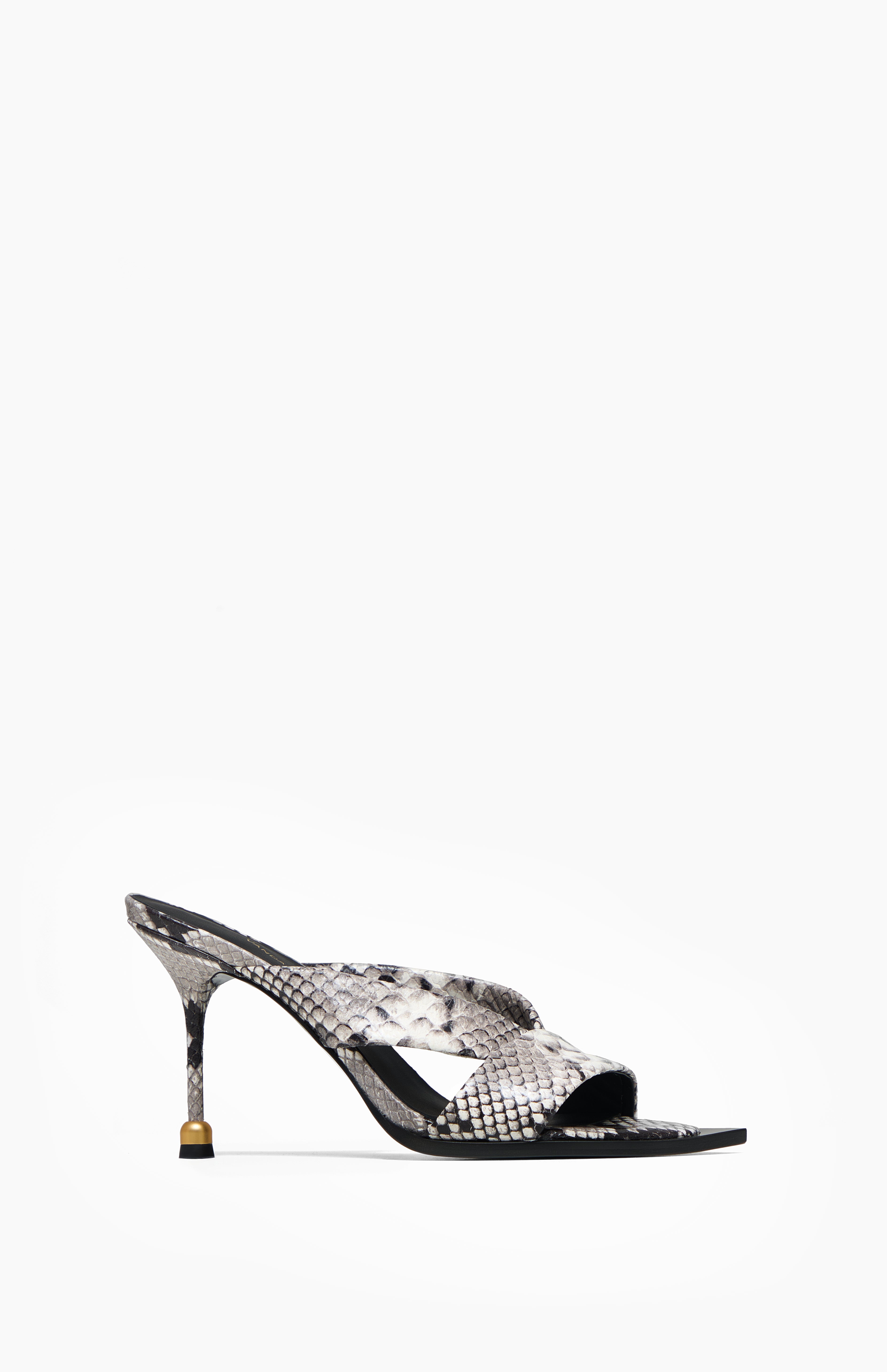 Klapki na obcasie MILA GRAY PYTHON 41 - Vanda Novak