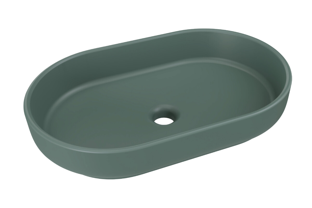 Comad River 2 umywalka 55x35 cm owalna nablatowa zielony mat RIVER 2 FOREST GREEN MATT UN 55 ( E-6594 )