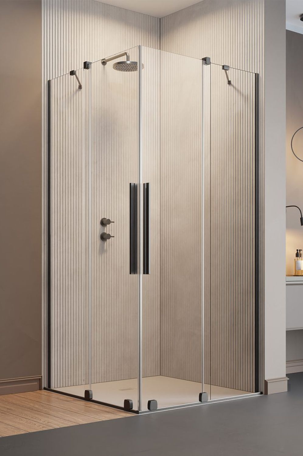 Radaway Furo Brushed Gunmetal KDD kabina prysznicowa część lewa 80x80 cm kwadratowa gunmetal szczotkowany/szkło przezroczyste ...