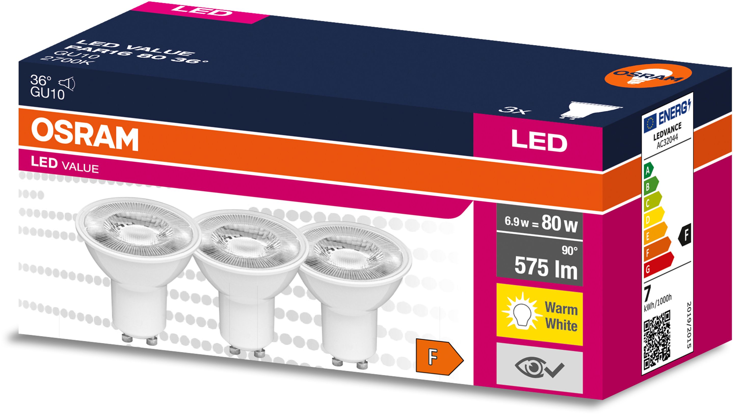 Osram Value żarówki LED Multipack 3x6,9 W 2700 K GU10