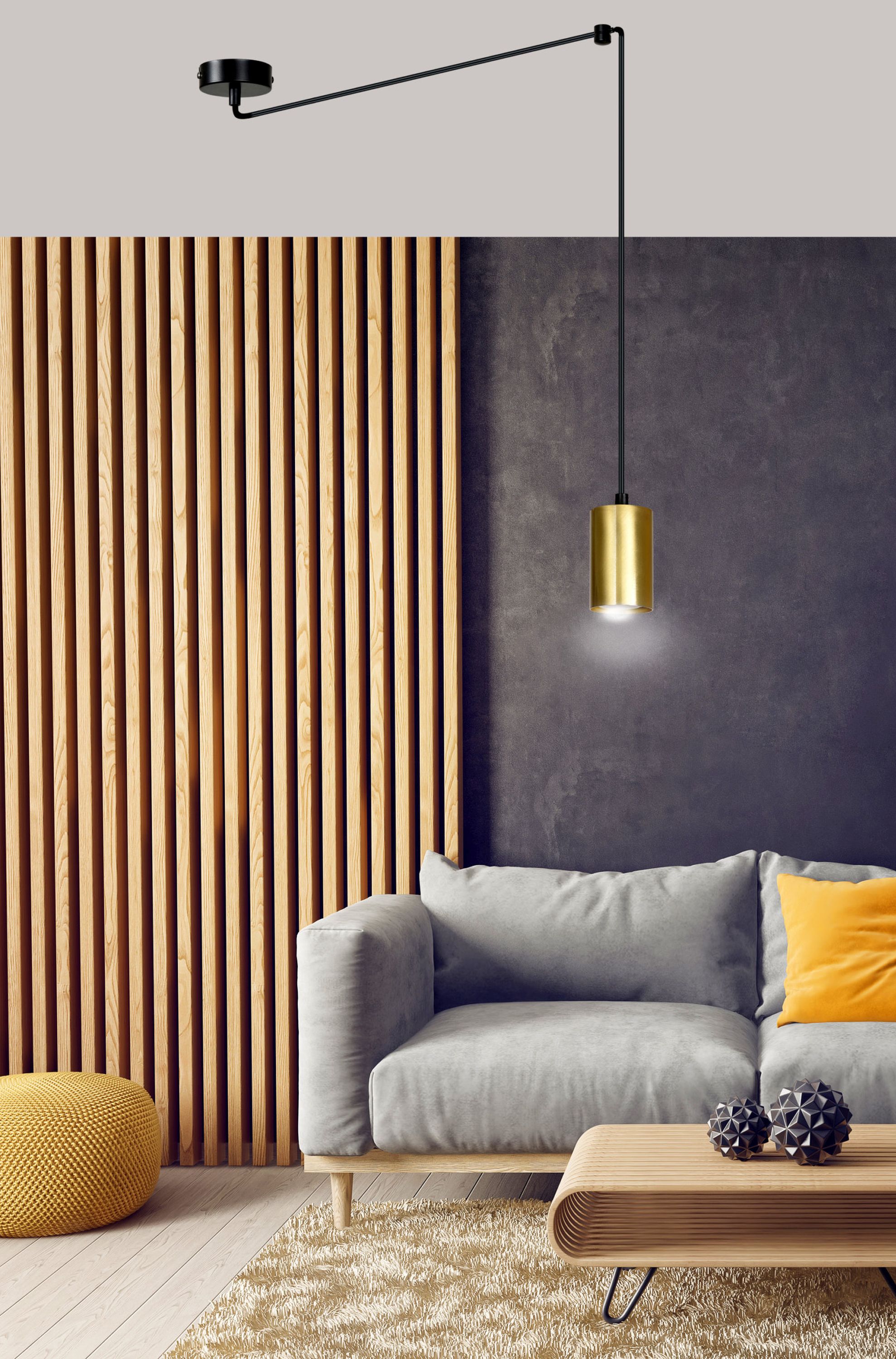Emibig Traker lampa wisząca 1x8 W czarna-złota 526/1