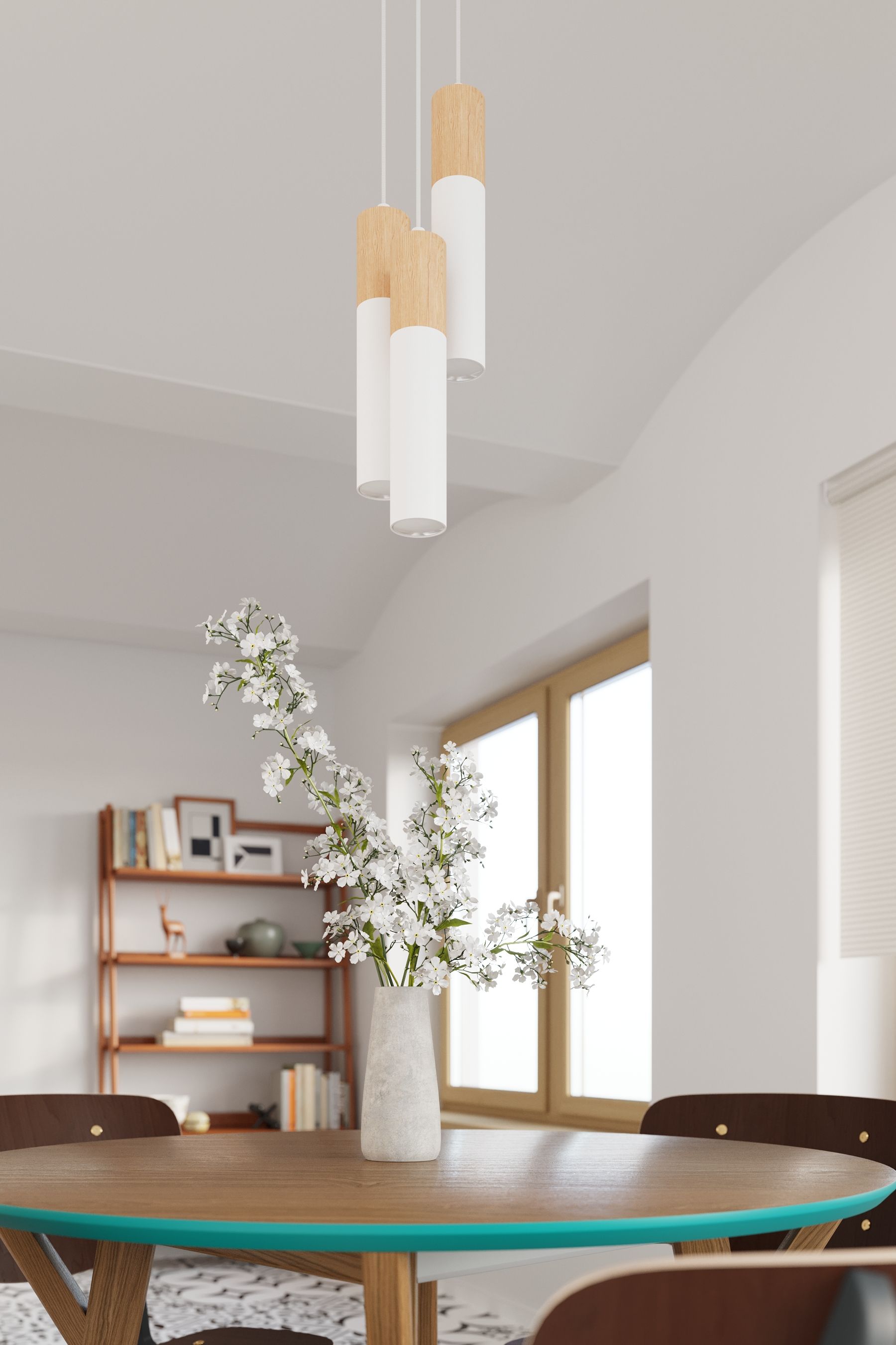 Sollux Lighting Pablo lampa wisząca 3x40W biały/drewno naturalne SL.1013