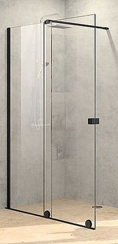 Hüppe Xtensa Pure 4-kąt drzwi prysznicowe 140 cm lewe czarny mat/szkło przezroczyste Anti-Plaque XT0105.123.322