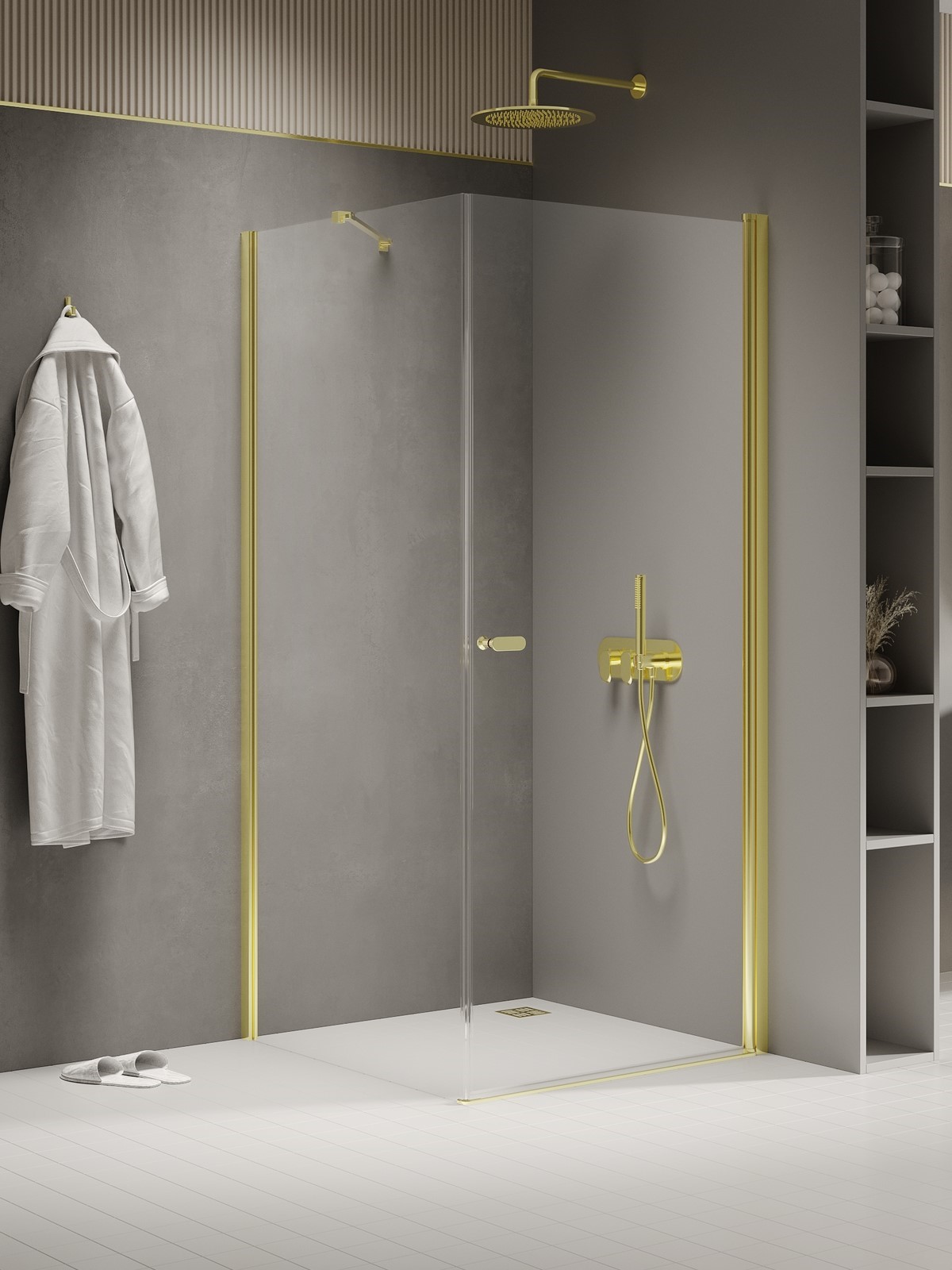 New Trendy New Soleo Light Gold kabina prysznicowa 90x70 cm prostokątna złoty połysk/szkło przezroczyste K-1839