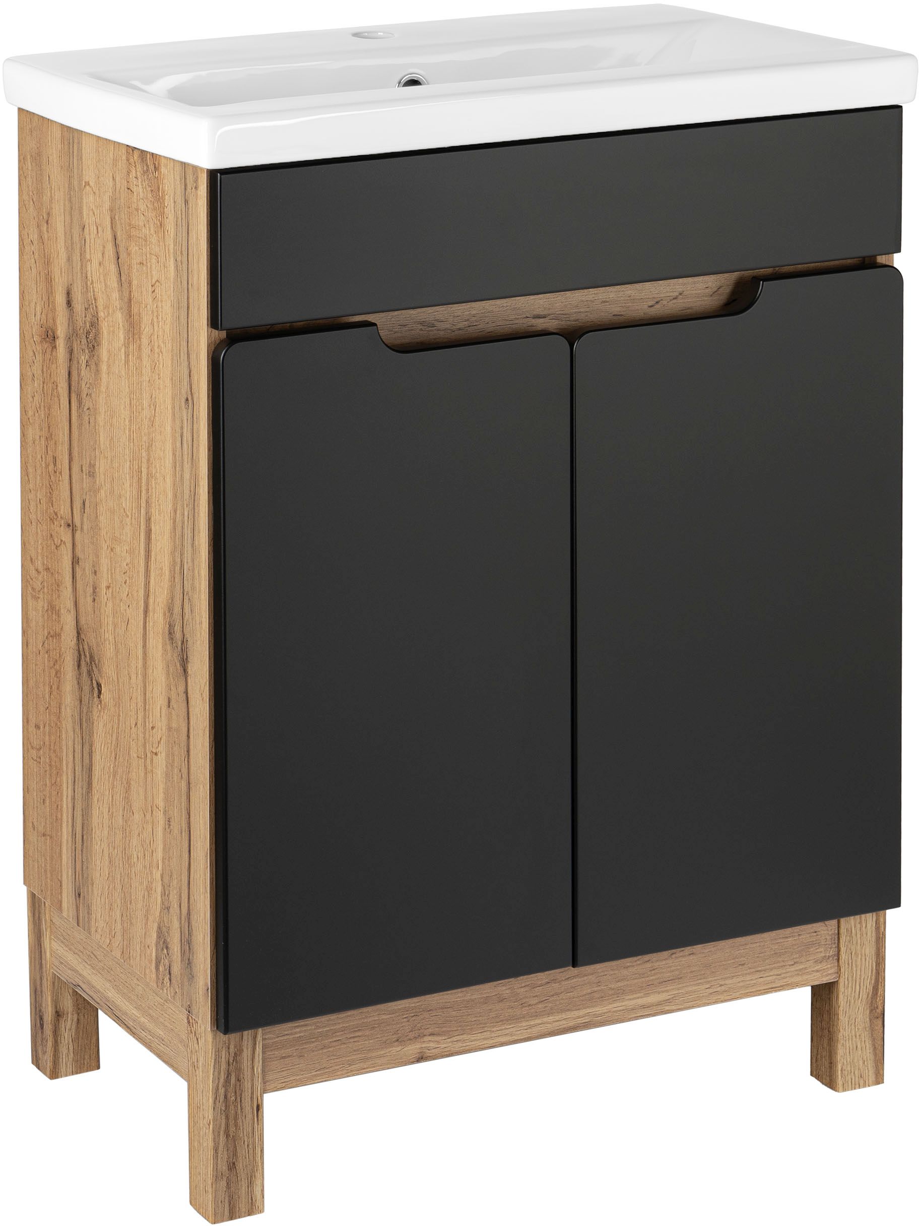 Astor Alma umywalka z szafką 61 cm czarną AM-SKU-652-BN - Wysyłka w 24h