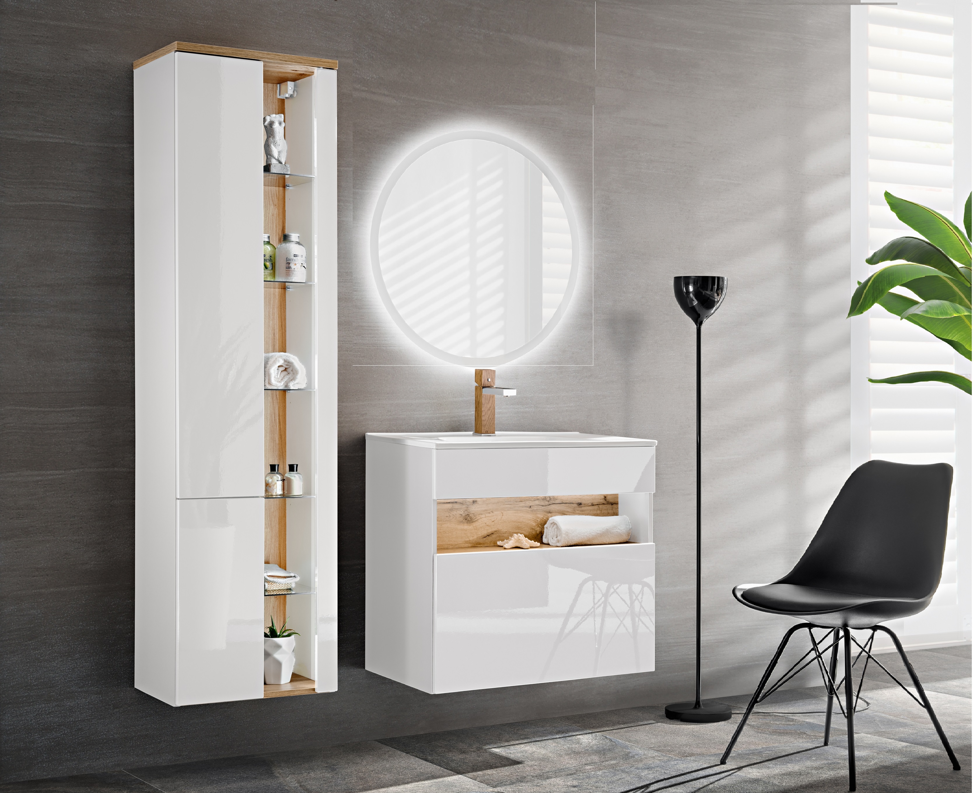Comad Bahama White szafka 60 cm podumywalkowa wisząca Biel Alpejska/Dąb Wotan BAHAMAWHITE820FSC - Wysyłka w 24h