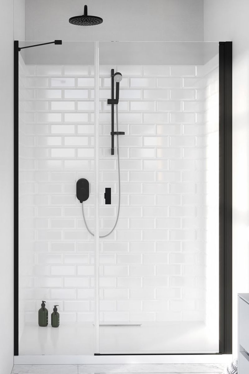 Radaway Nes Black DWS drzwi prysznicowe 120 cm wnękowe prawe czarny mat/szkło przezroczyste 10028120-54-01R
