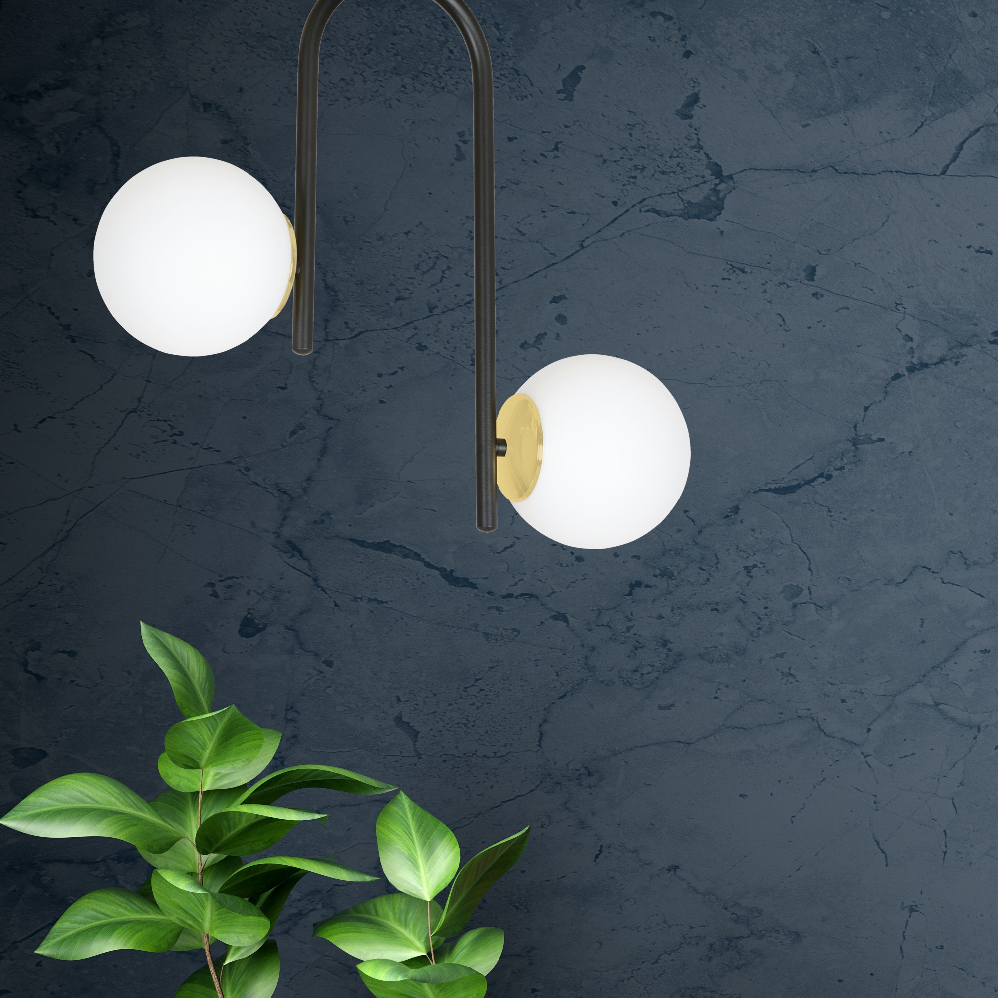 Emibig Ragnar lampa podsufitowa 2x10 W czarna-złota 1032/2
