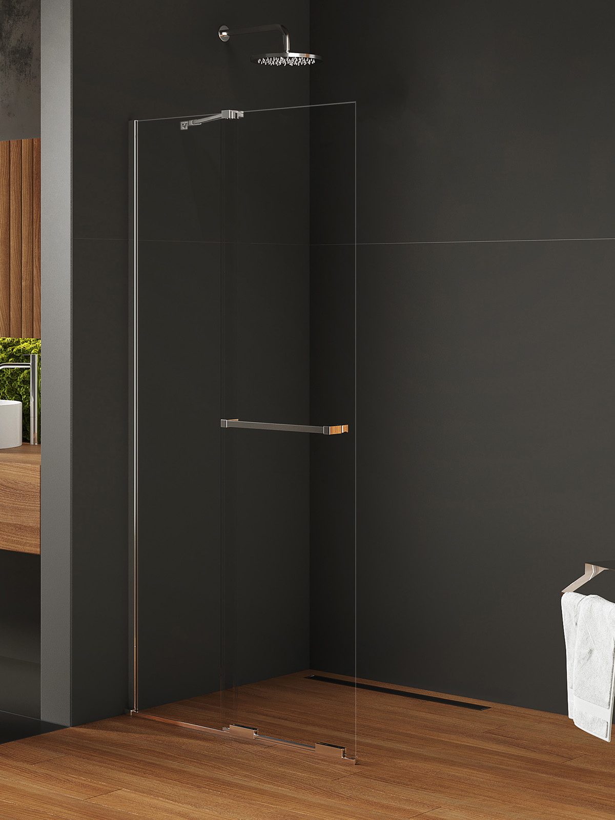 New Trendy Smart ścianka prysznicowa walk-in 150 cm chrom połysk/szkło przezroczyste EXK-6628-WU