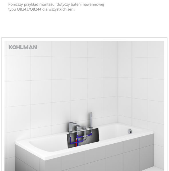 Kohlman Experience Gray bateria wannowo-prysznicowa 4-otworowa szczotkowany grafit QB244EG
