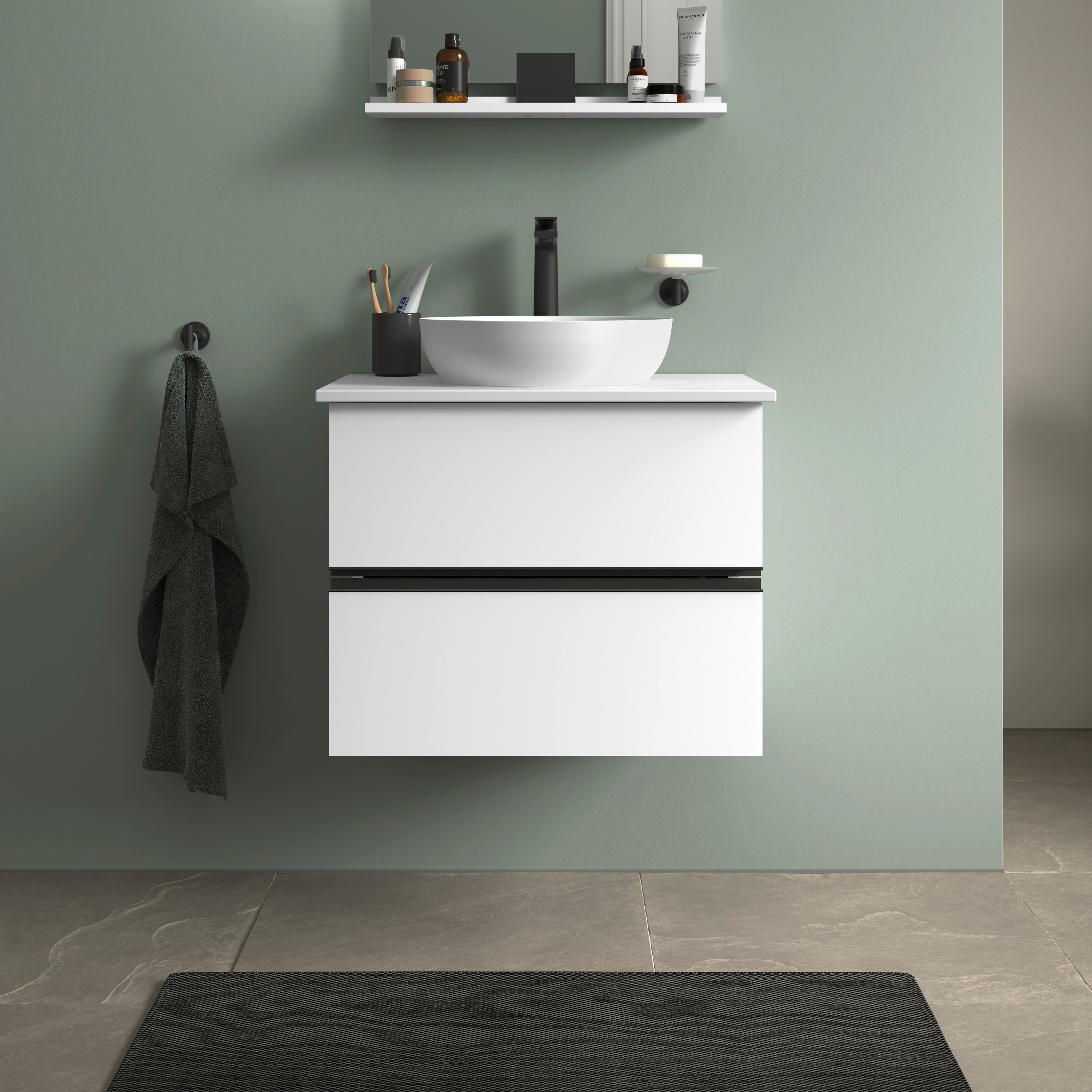 Duravit Sivida szafka 64,5x47,5x54,8 cm podumywalkowa wisząca biała-czarna SV46570BD180000