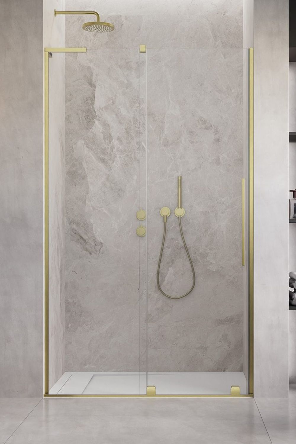 Radaway Furo SL Brushed Gold DWJ drzwi prysznicowe 110 cm lewe złoty szczotkowany/szkło przezroczyste 10307572-99-01L/10110530-01-01