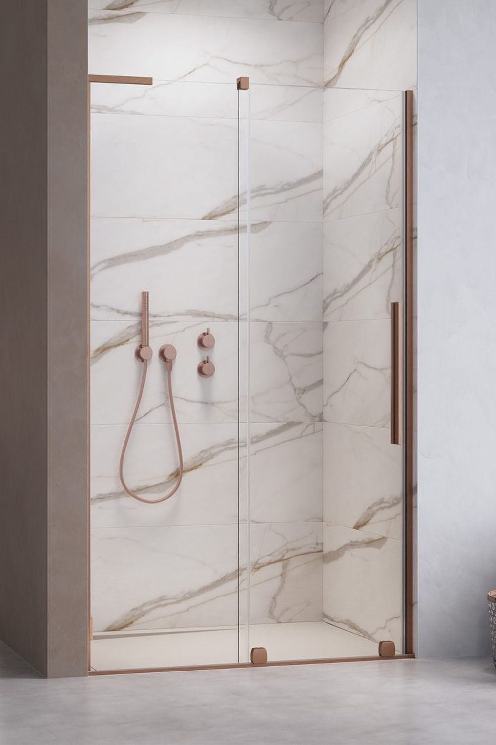Radaway Furo SL Brushed Copper DWJ drzwi prysznicowe 110 cm lewe miedź szczotkowana/szkło przezroczyste 10307572-93-01L/10110530-01-01