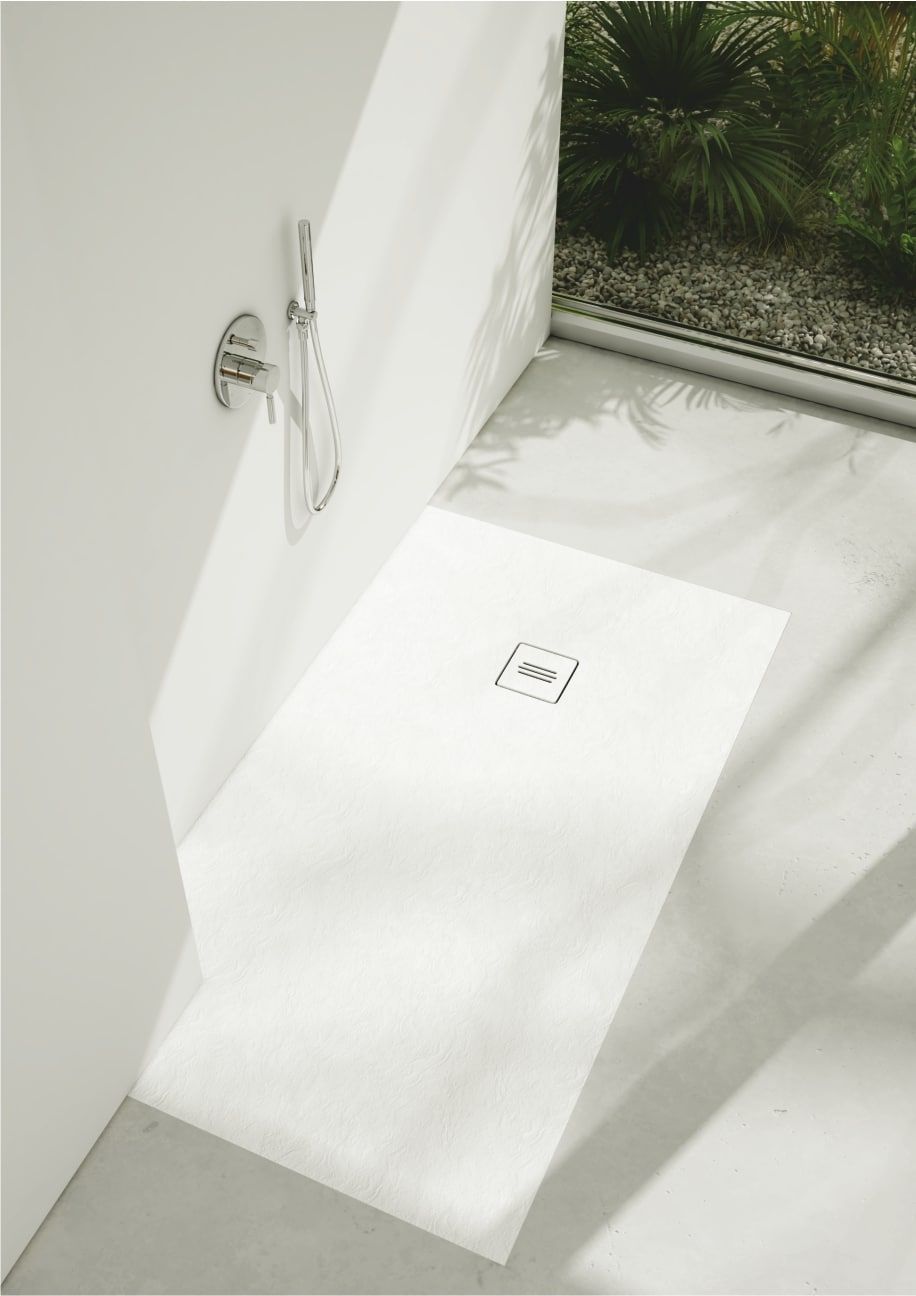 Schedline Protos brodzik 90x160 cm prostokątny biały kamień 3SP.P1P-90160/B/ST-M1/B/ST