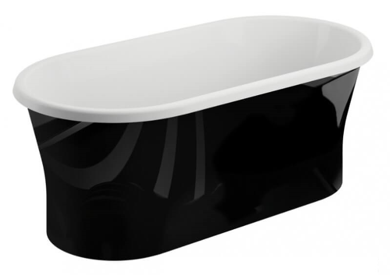 Polimat Amona New wanna wolnostojąca 150x75 cm akrylowa biały/czarny połysk 00058