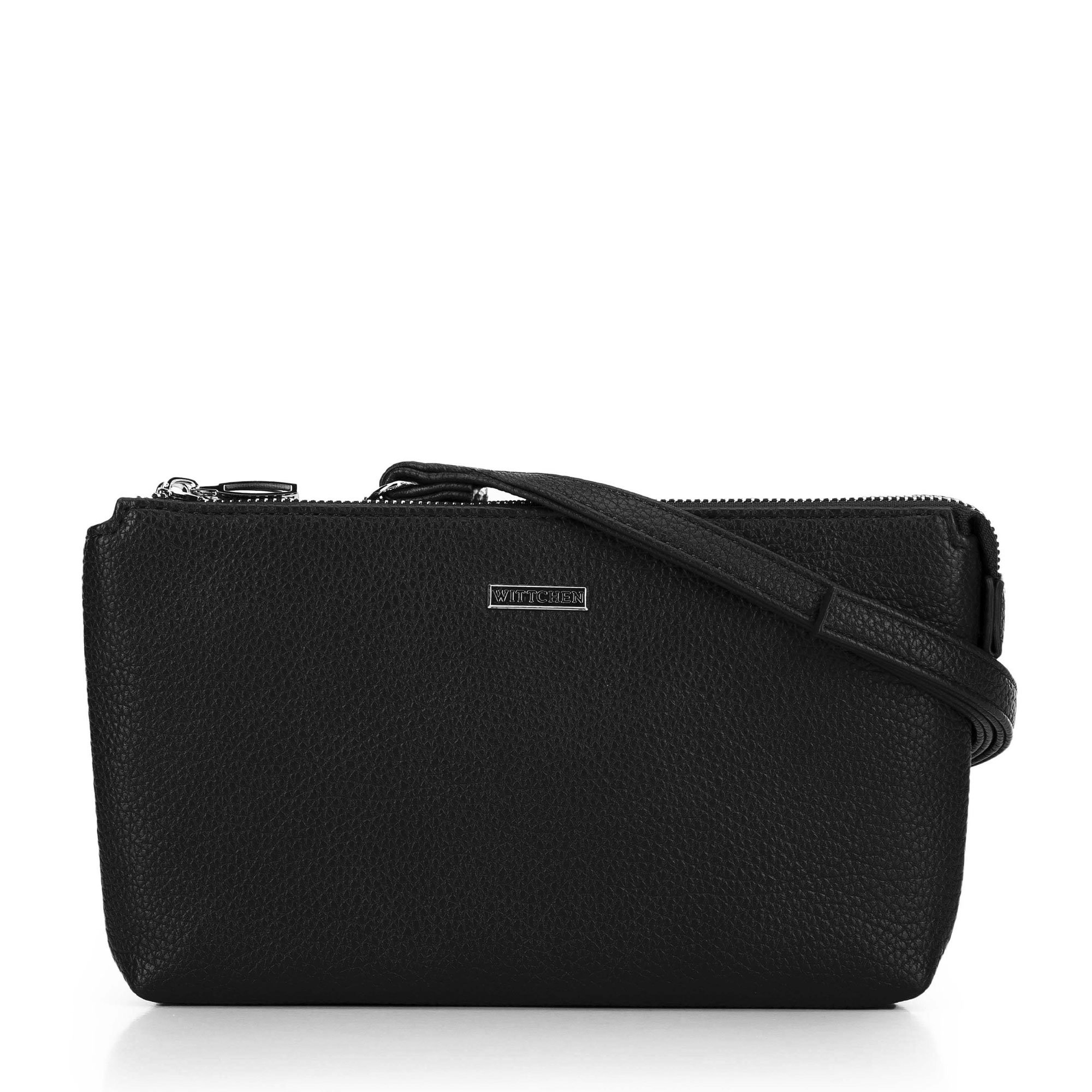 Crossbody z ekoskóry dwukomorowa czarno - srebrna
