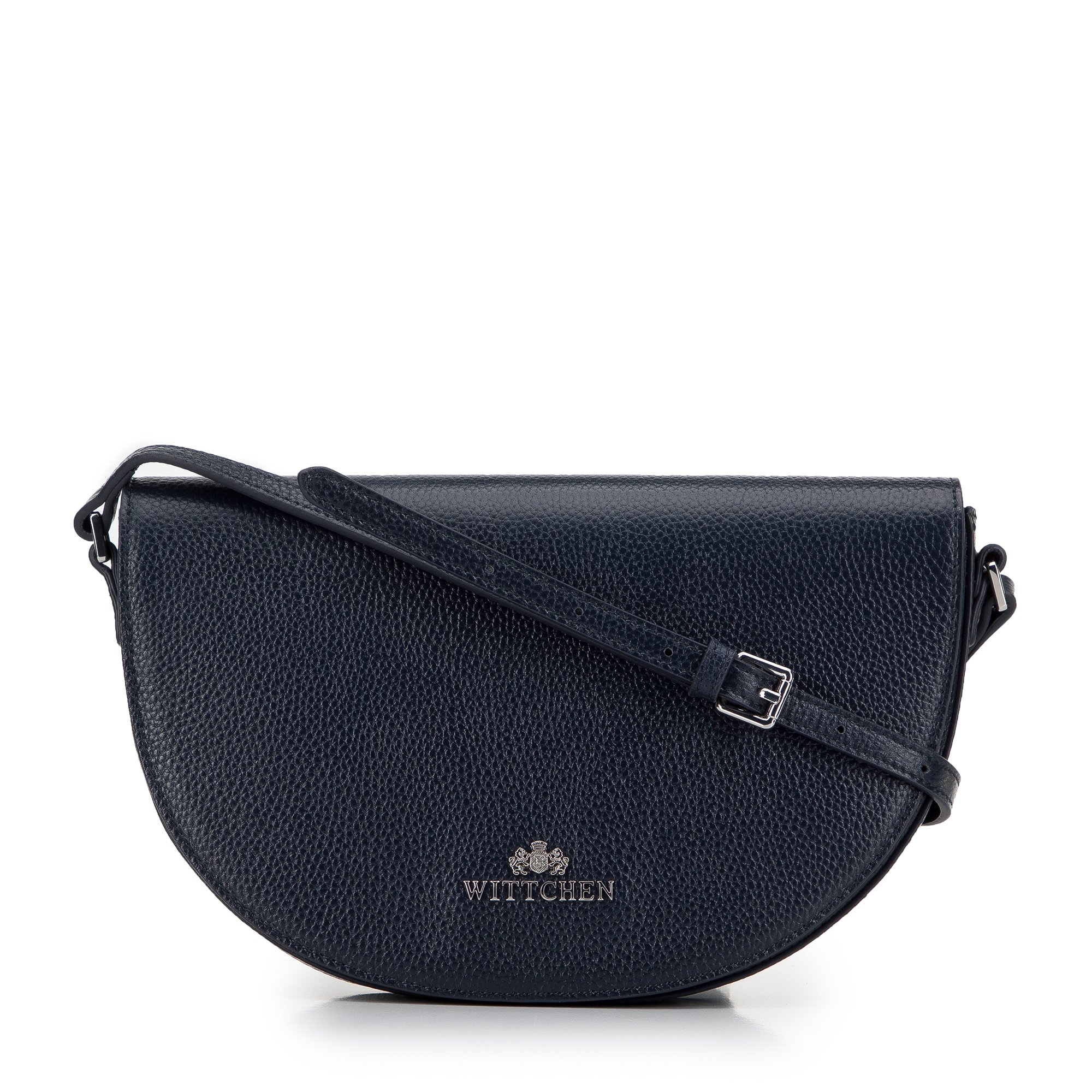 Damska saddle bag z groszkowanej skóry granatowa