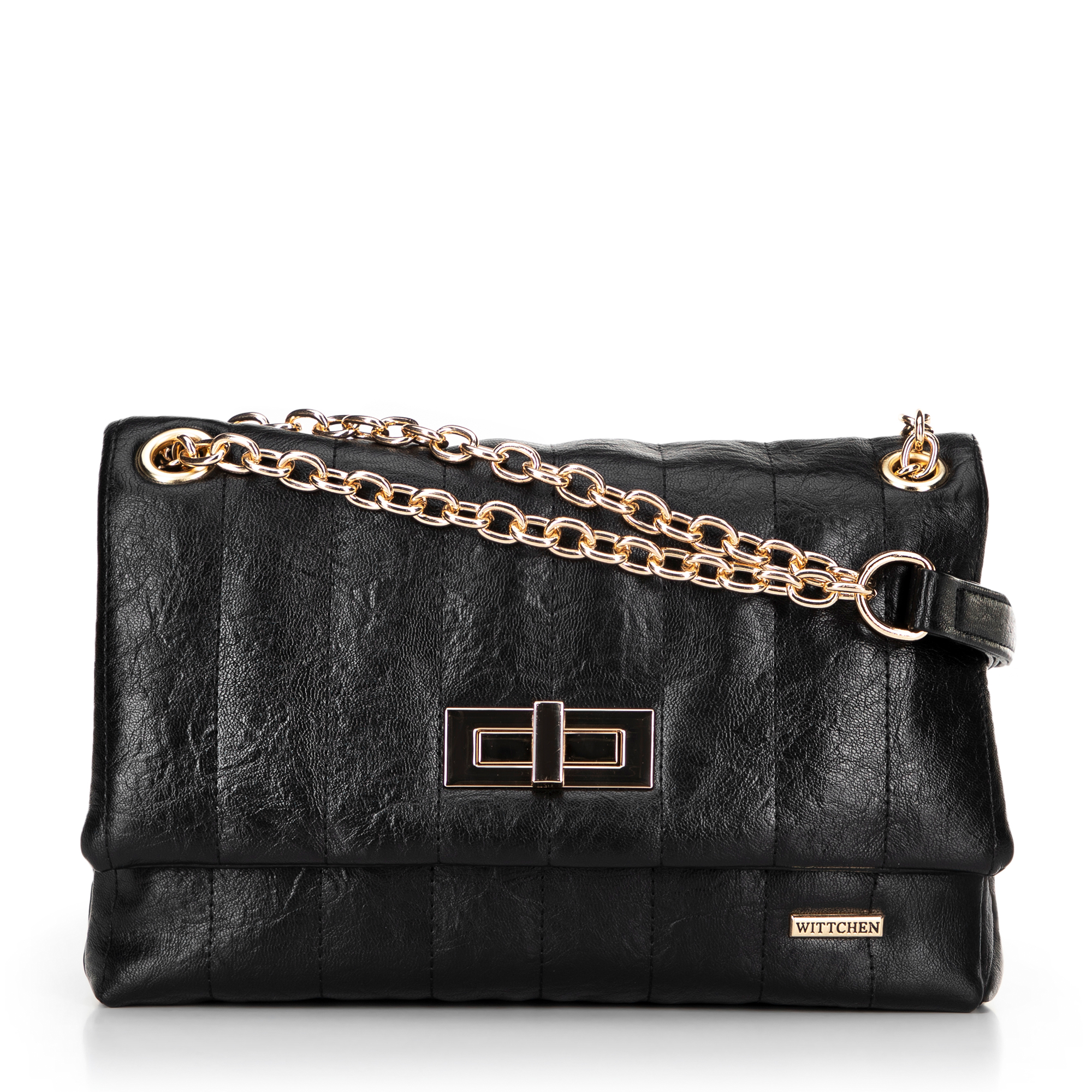 Damska crossbody z ekoskóry dwukomorowa mała czarna
