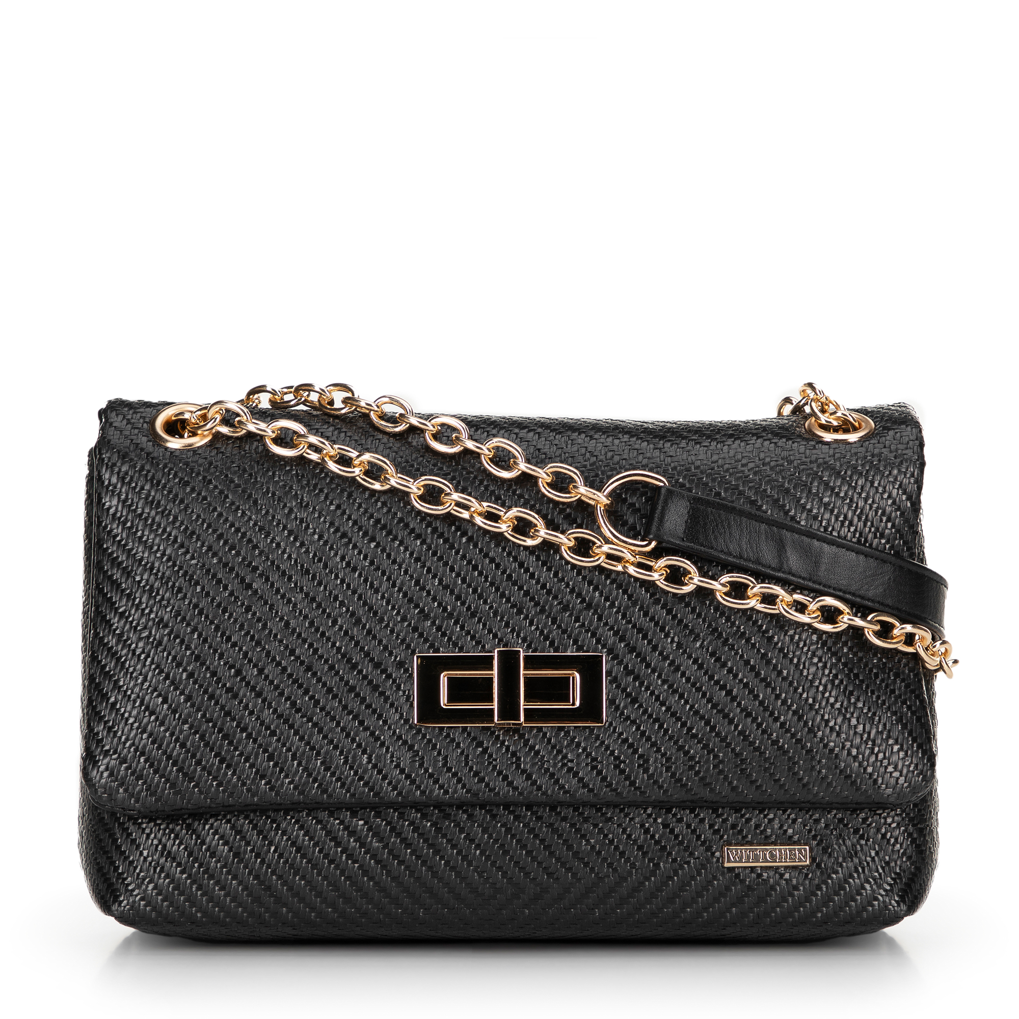 Damska crossbody z plecionki na łańcuszku czarna