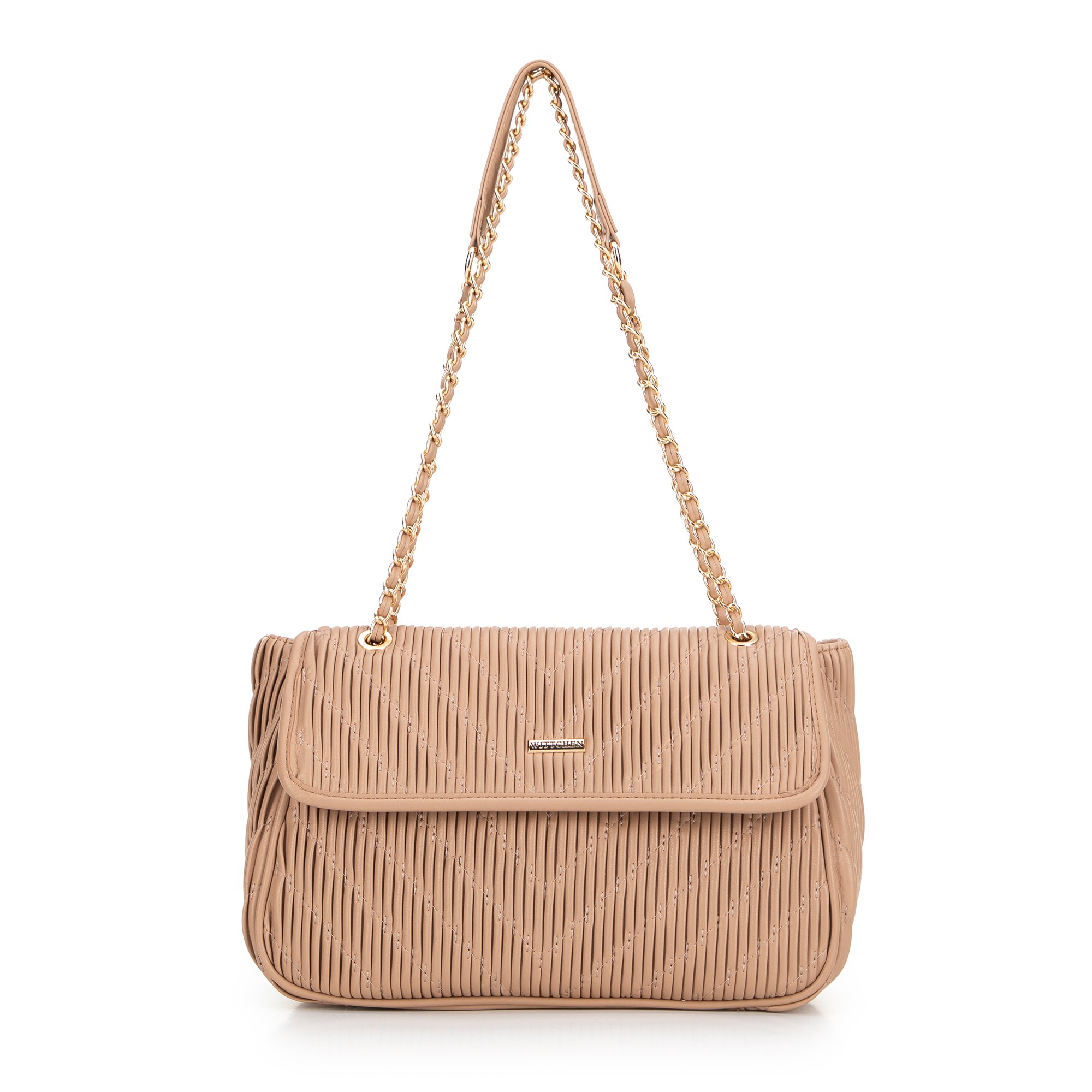 Crossbody z ekoskóry na łańcuszku beżowa