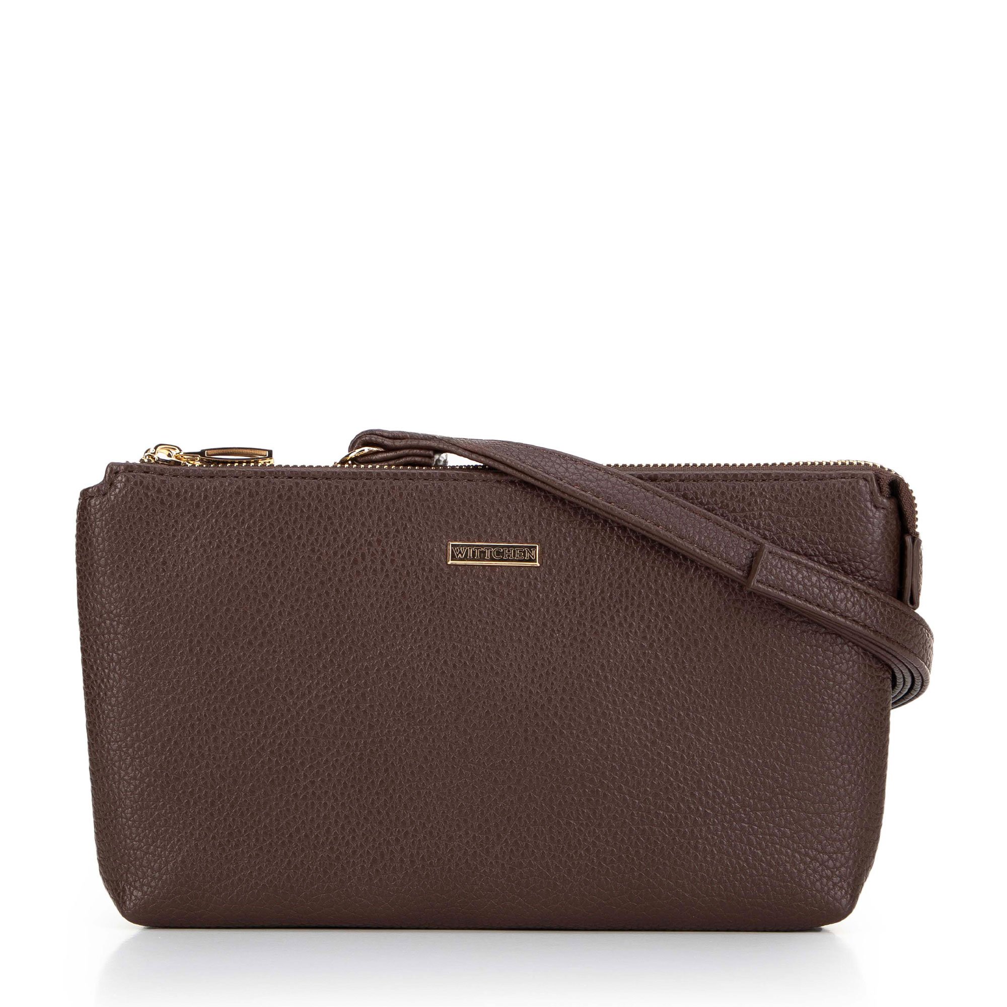 Crossbody z ekoskóry dwukomorowa brązowa