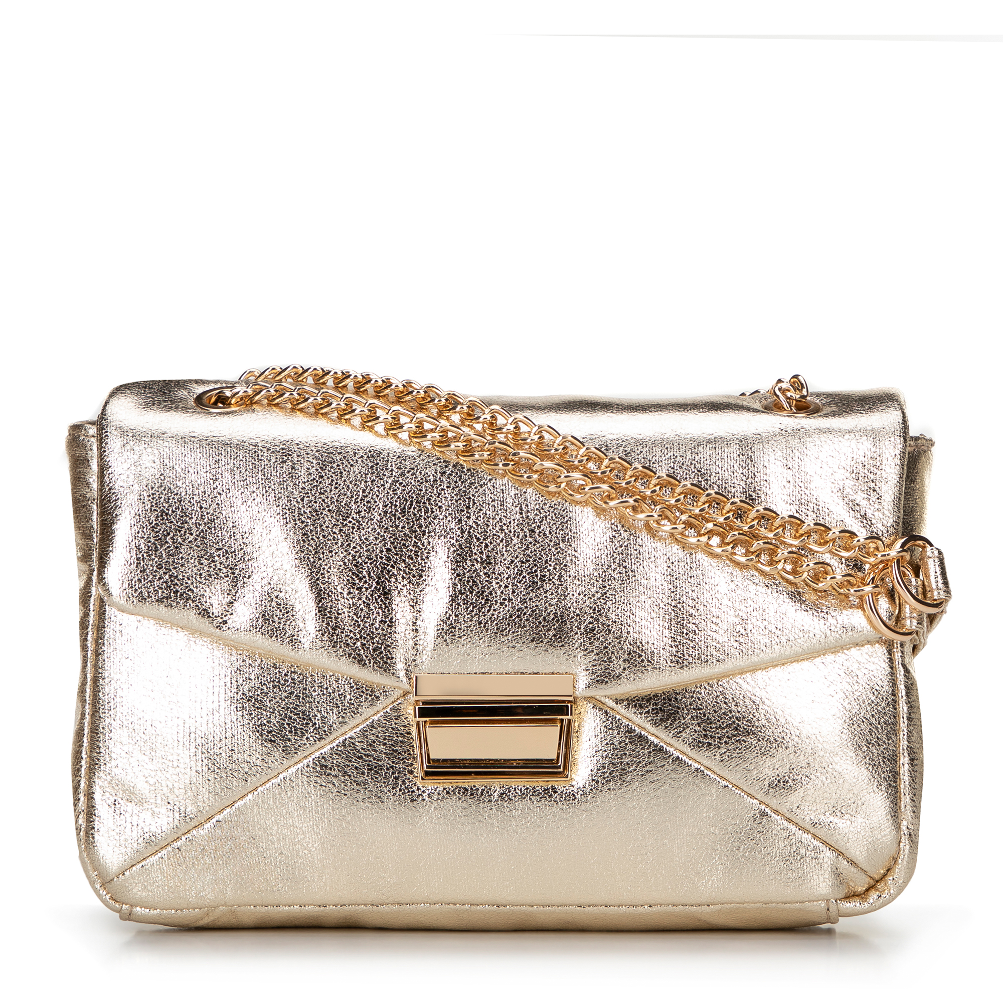 Damska crossbody z połyskującej ekoskóry złota