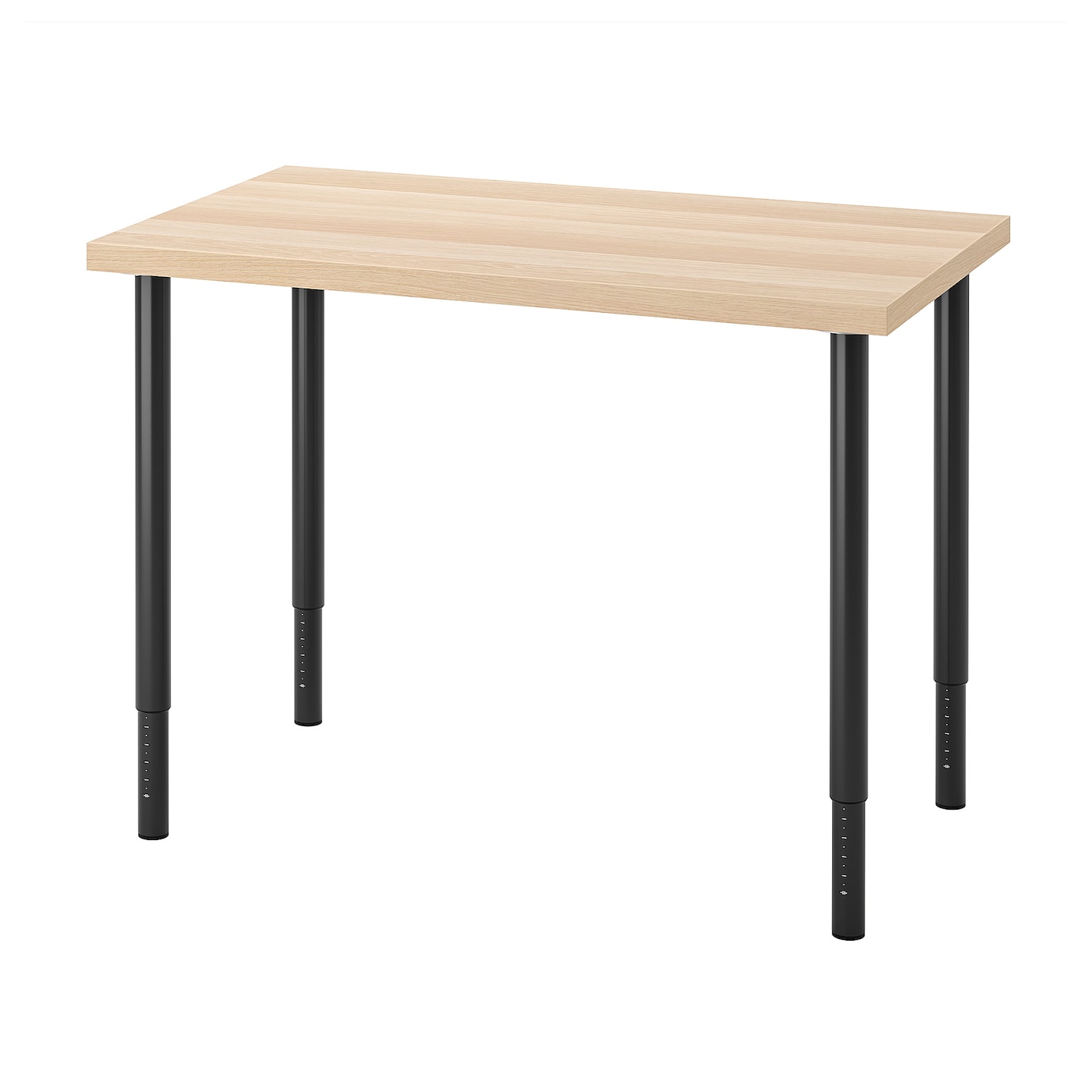 IKEA LINNMON / OLOV biurko, imitacja dębu bejcowanego na biało/czarny, 100x60 cm