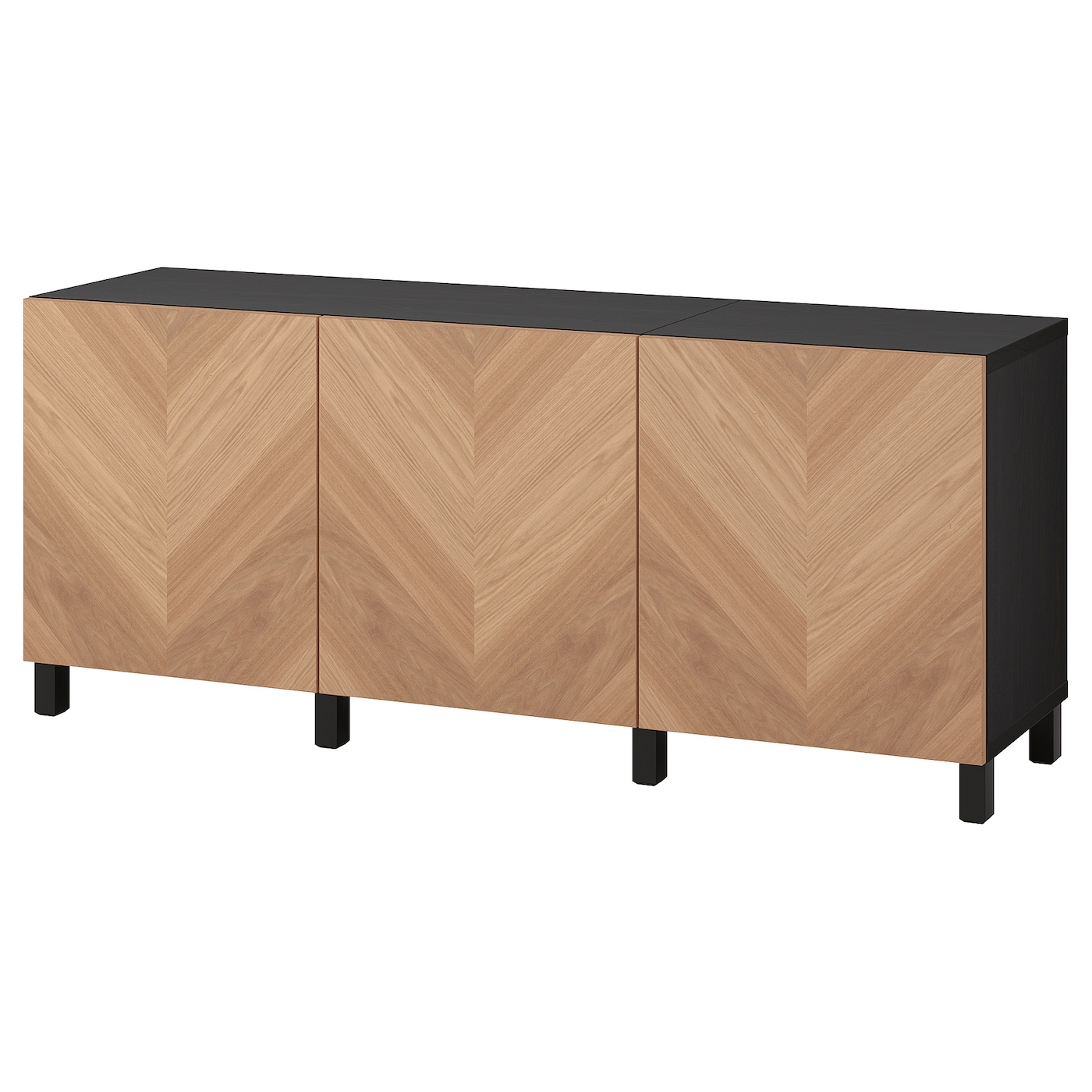 IKEA BESTÅ kombinacja z drzwiami, czarnybrąz/Hedeviken/Stubbarp okl dęb, 180x42x74 cm
