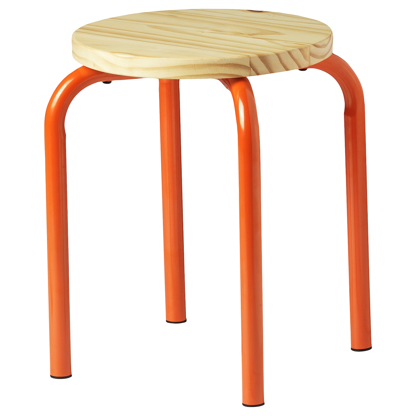 IKEA DOMSTEN stołek, pomarańczowy/sosna, Wysokość: 45 cm
