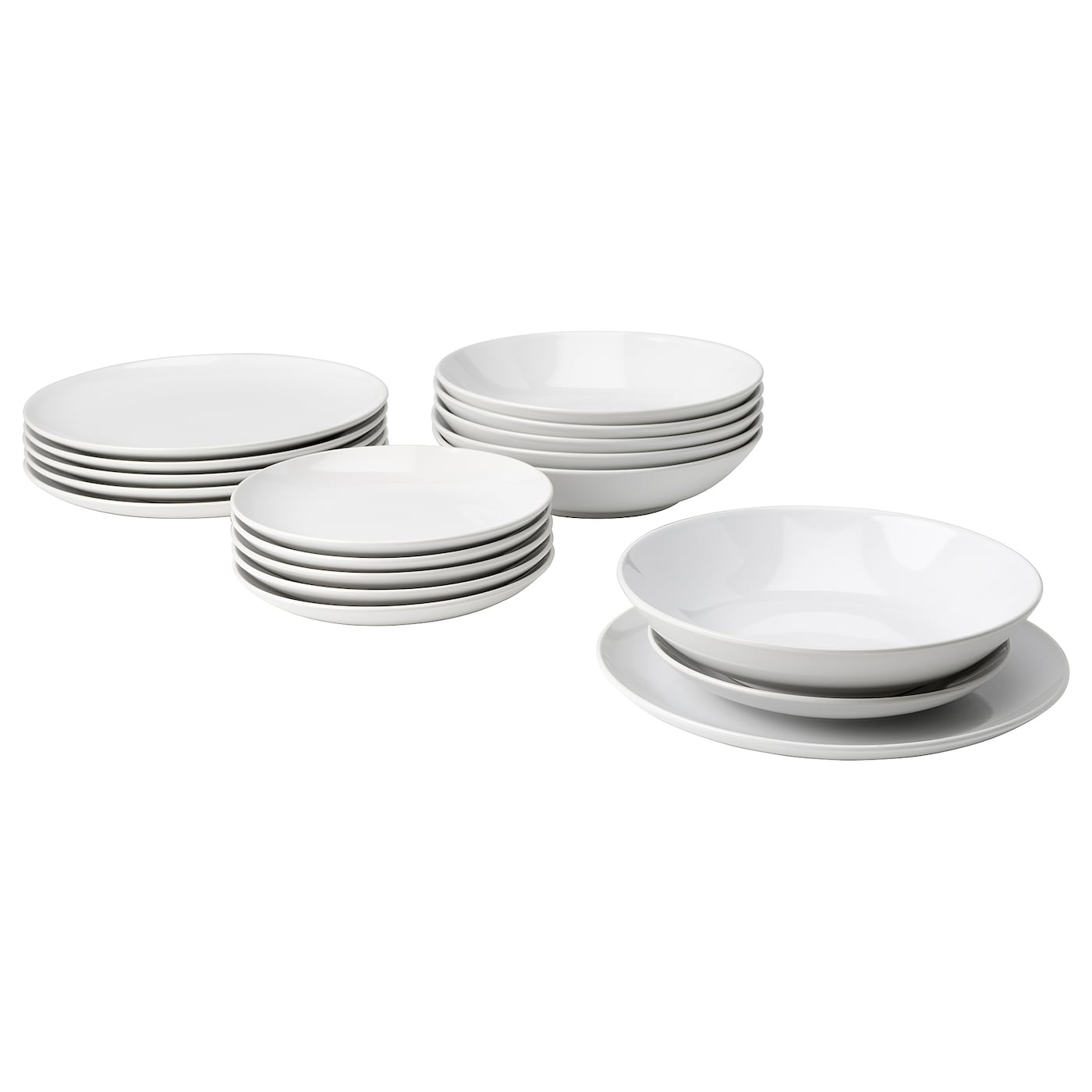IKEA GODMIDDAG serwis, 18 szt, biały