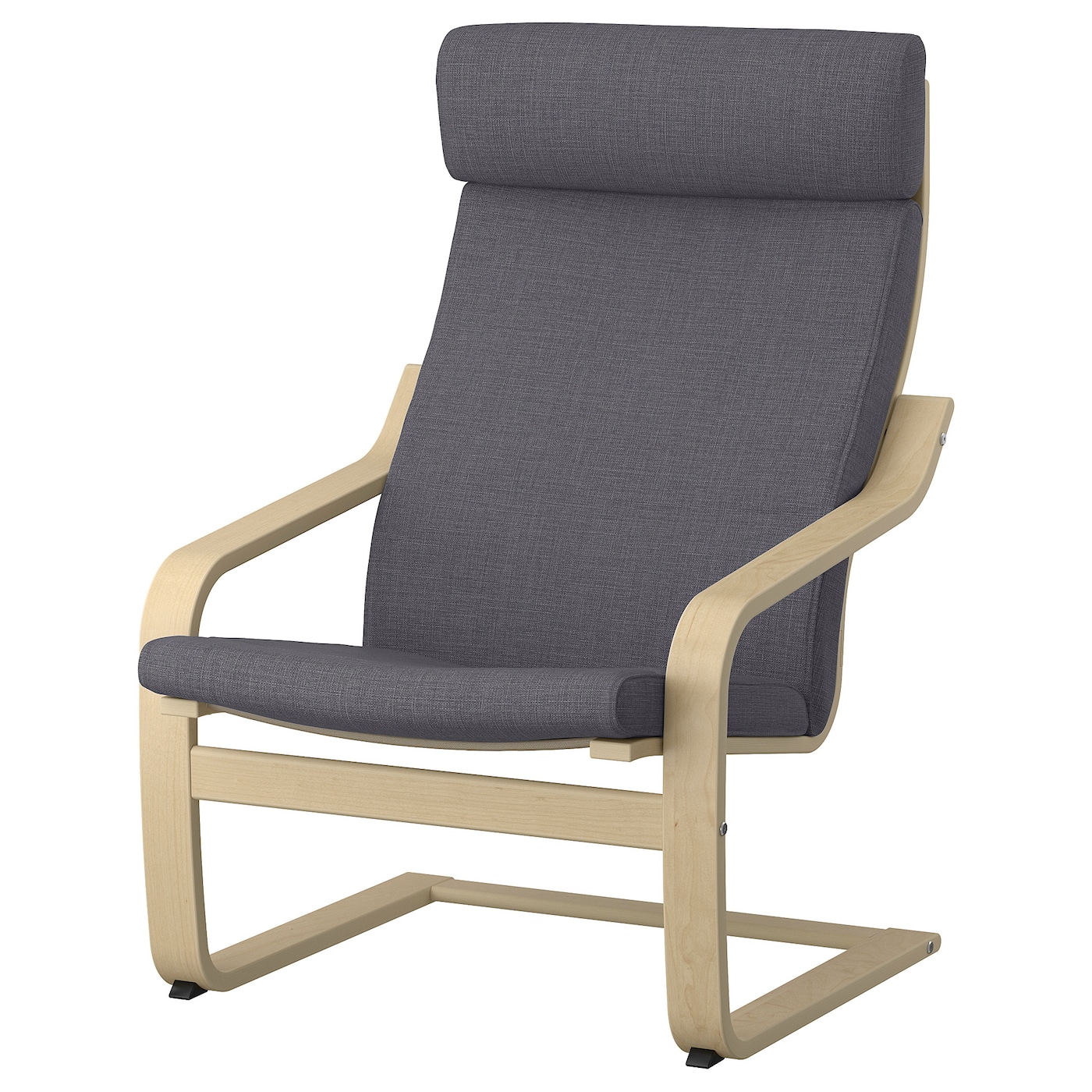 IKEA POÄNG fotel, okl brzoz/Skiftebo ciemnoszary, Szerokość: 68 cm