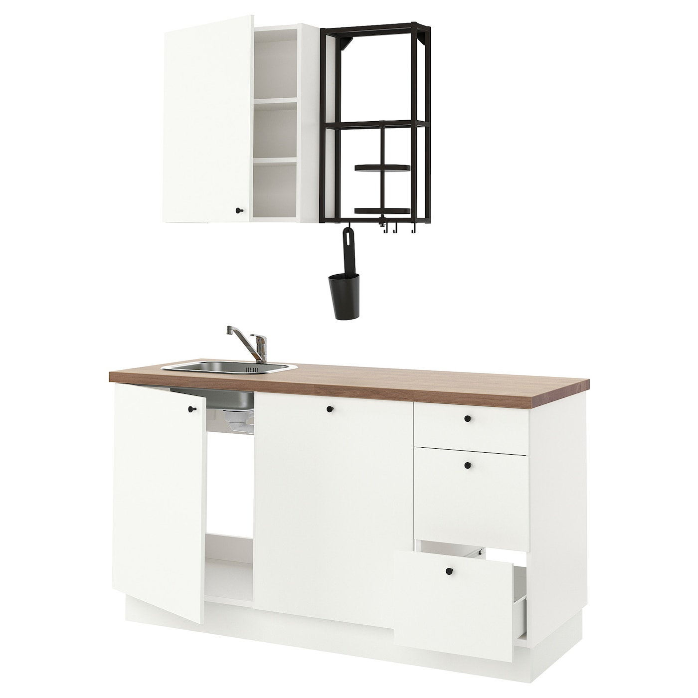 IKEA ENHET kuchnia, antracyt/biały, 163x63.5x222 cm