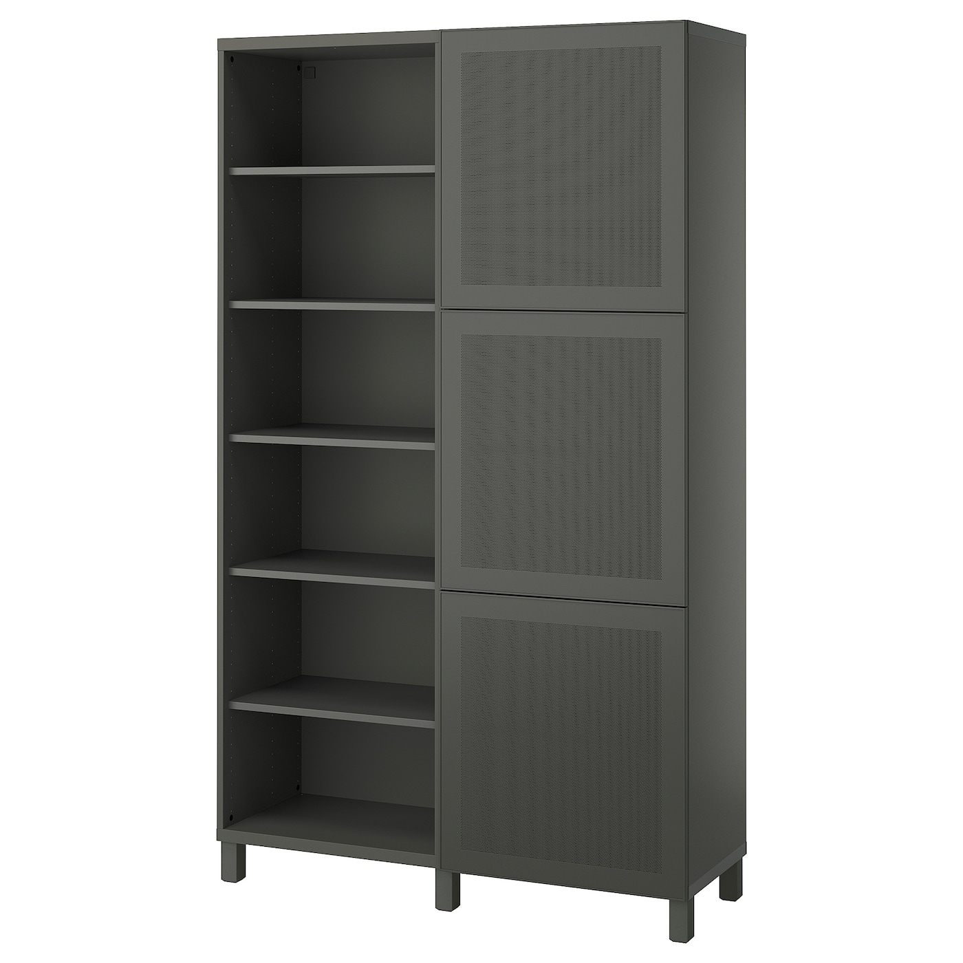 IKEA BESTÅ kombinacja z drzwiami, ciemnoszary/Mörtviken ciemnoszary, 120x42x202 cm