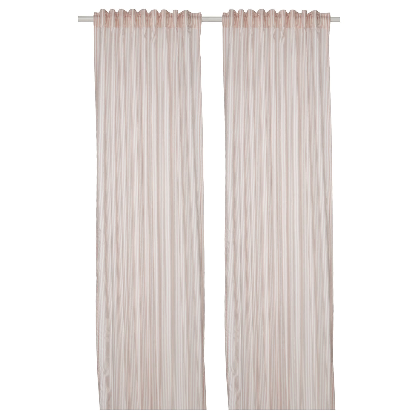 IKEA BYMOTT zasłona, 2 szt, biały/beżowy w paski/na taśmie, 120x300 cm