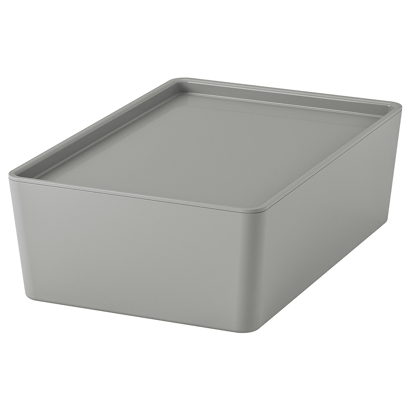 IKEA KUGGIS pojemnik z pokrywką, jasnoszary, 18x26x8 cm