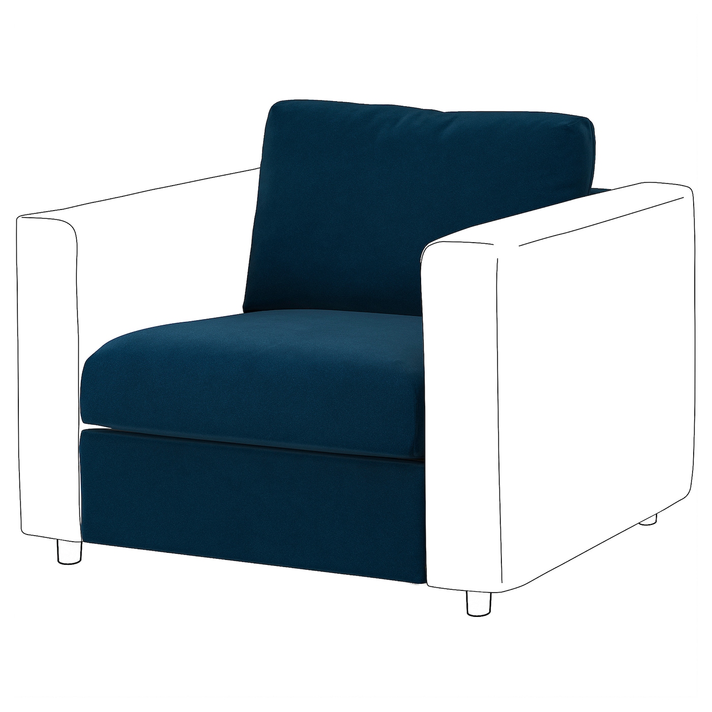 IKEA VIMLE sekcja 1-osobowa, Djuparp ciemnozielononiebieski, Wysokość z poduchami oparcia: 80 cm