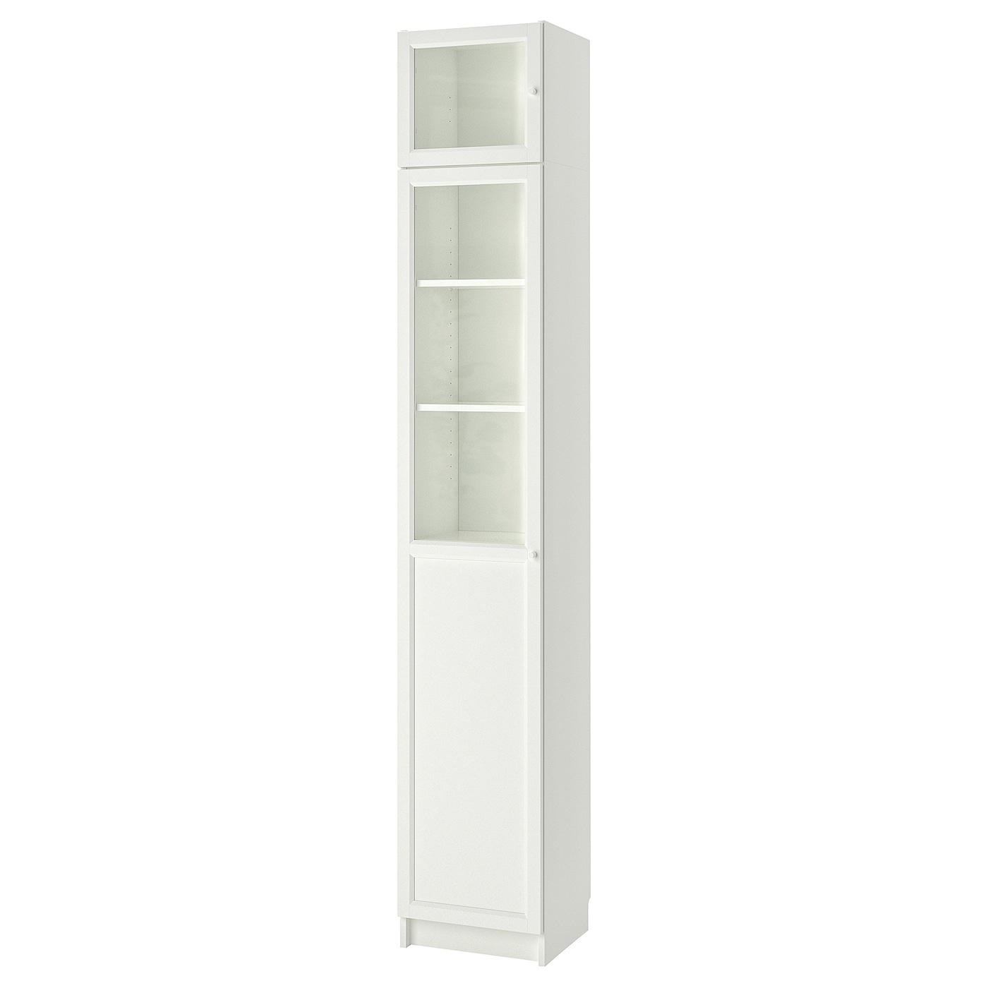 IKEA BILLY reg na książki z nadst/drz pan/szkl, biały/szkło, 40x41x237 cm