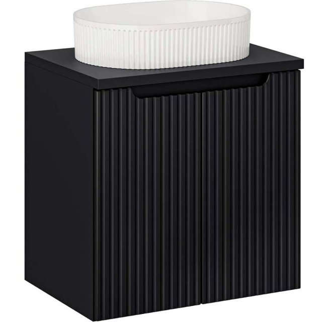 COMAD Zestaw mebli NOVA BLACK szafka z drzwiami z blatem 60 cm, umywa