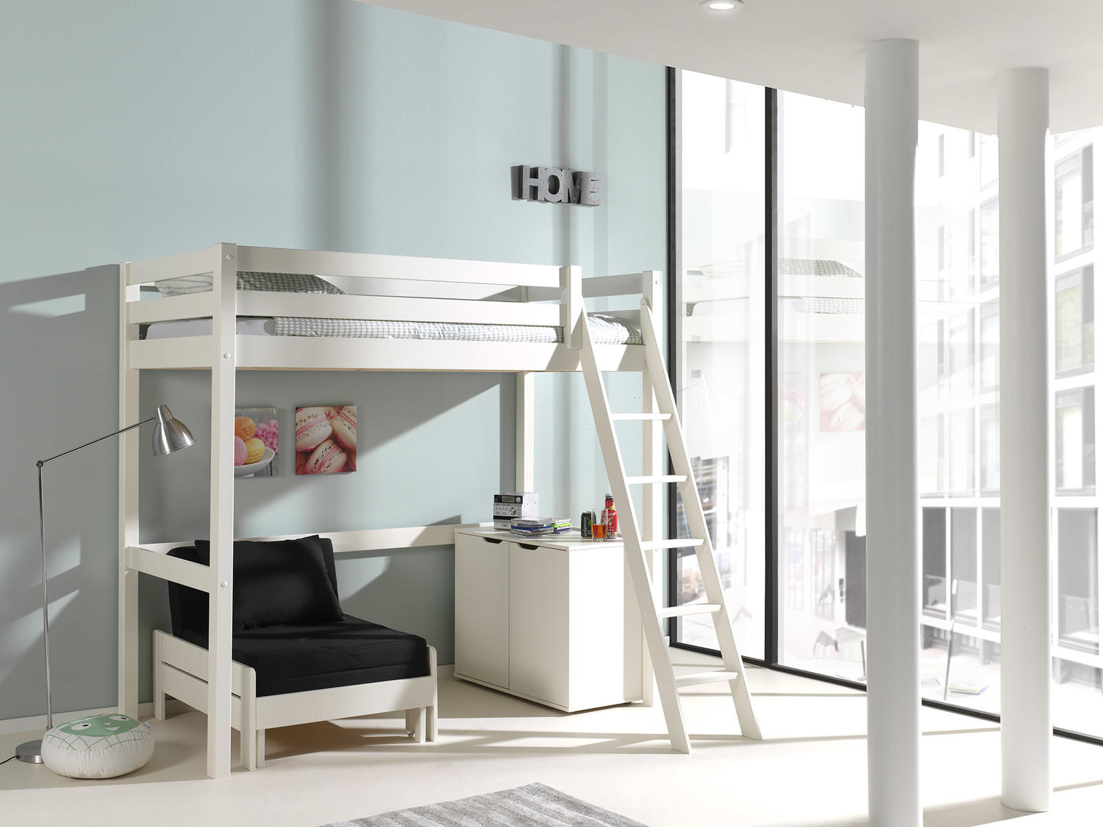 Łóżko piętrowe z rozkładaną kanapą Mezzanine