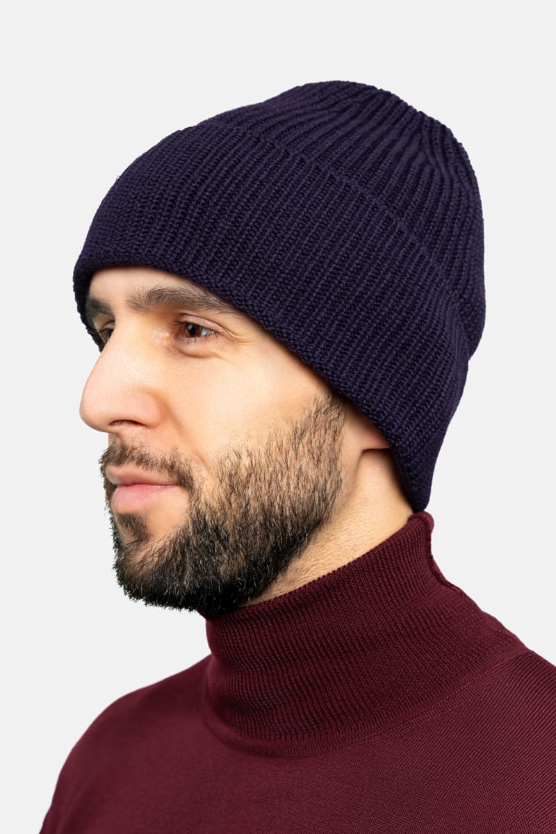 Czapka z wełny merino, fioletowa