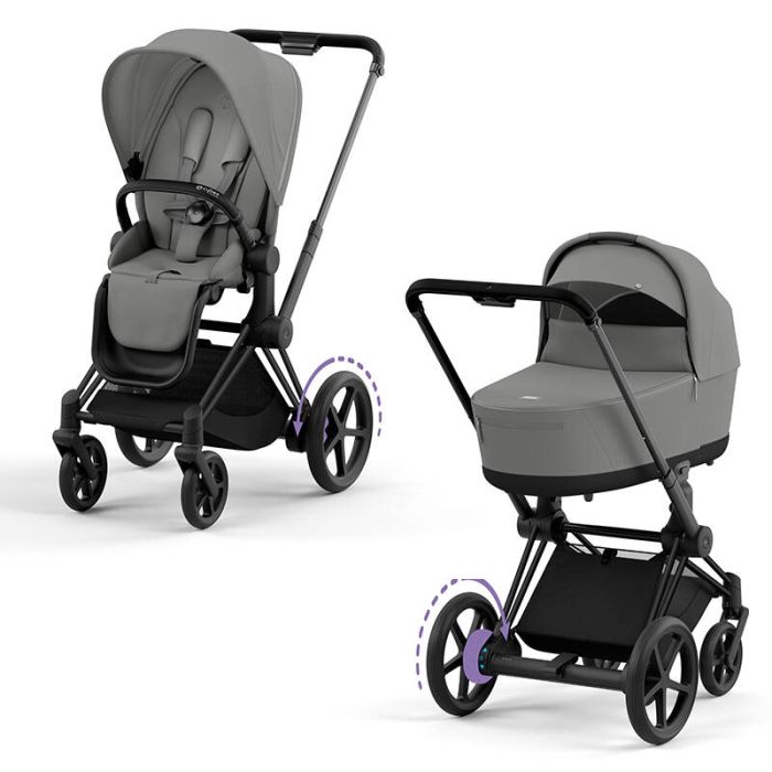 Cybex e-Priam - wózek uniwersalny głęboko-spacerowy z napędem elektrycznym-Mirage Grey-Chrome Black