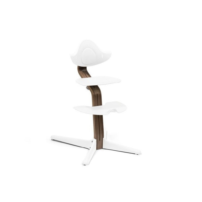 Stokke Nomi + Newborn Set - krzesełko + zestaw dla noworodka-Walnut White-Newborn Set White-Grey Blue
