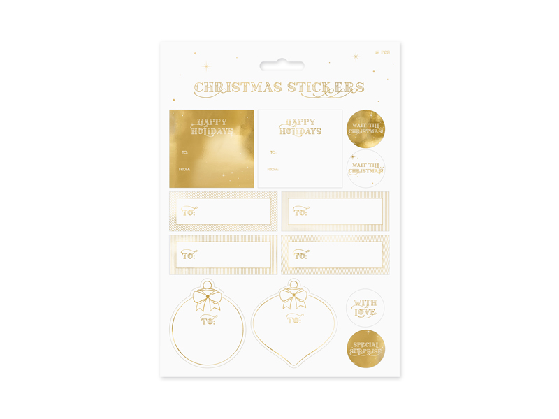 Naklejki Christmas, złoty (1 op. / 10 szt.)