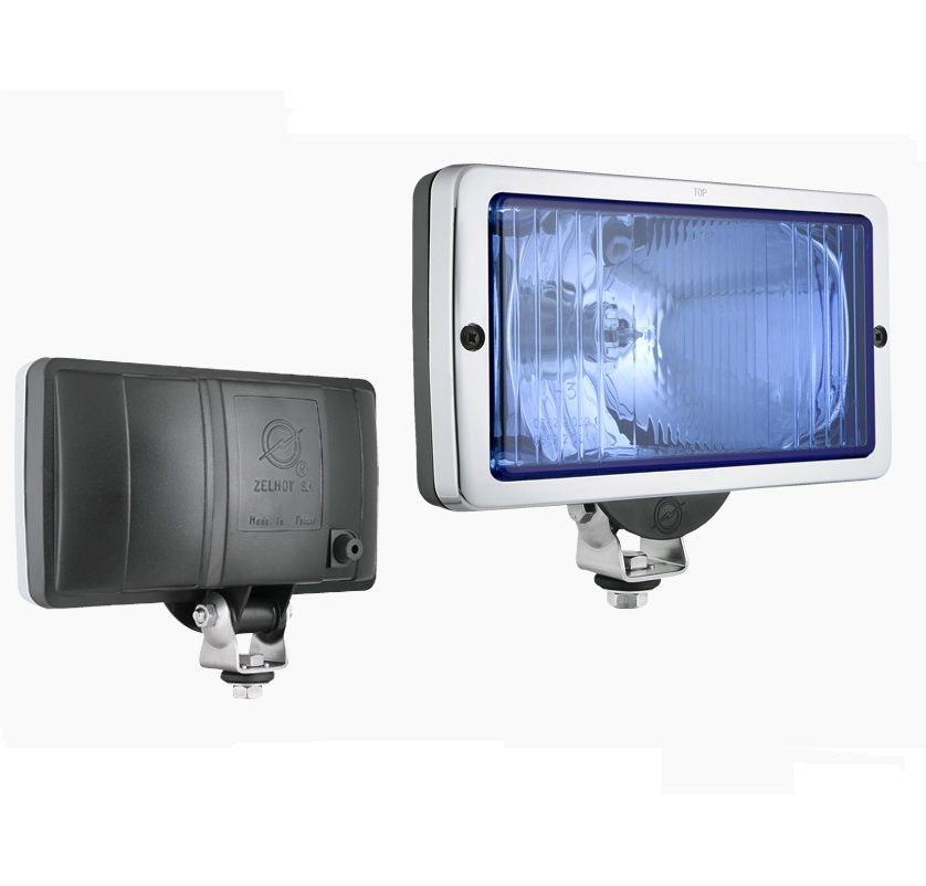 Drogowy reflektor halogenowy z chromowaną ramką błękitny z żarówką 0662.43332 Wesem