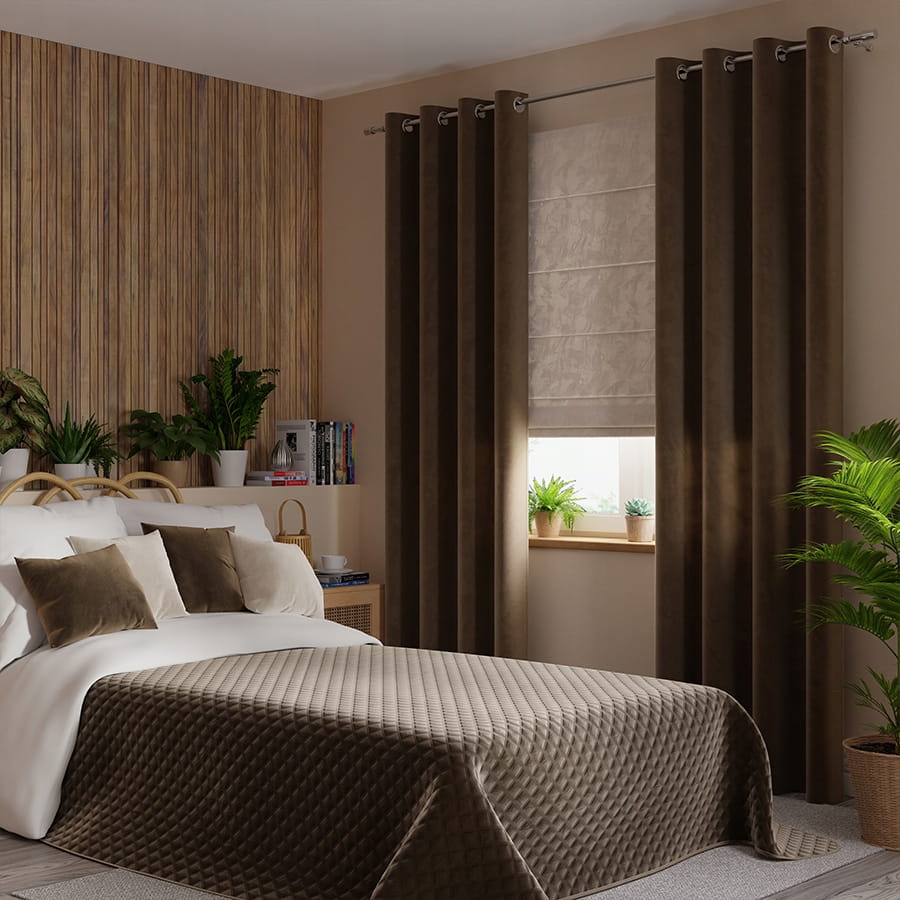 Zasłona Velvet wys. 250x140 brąz przelotki welur - idealna do salonu