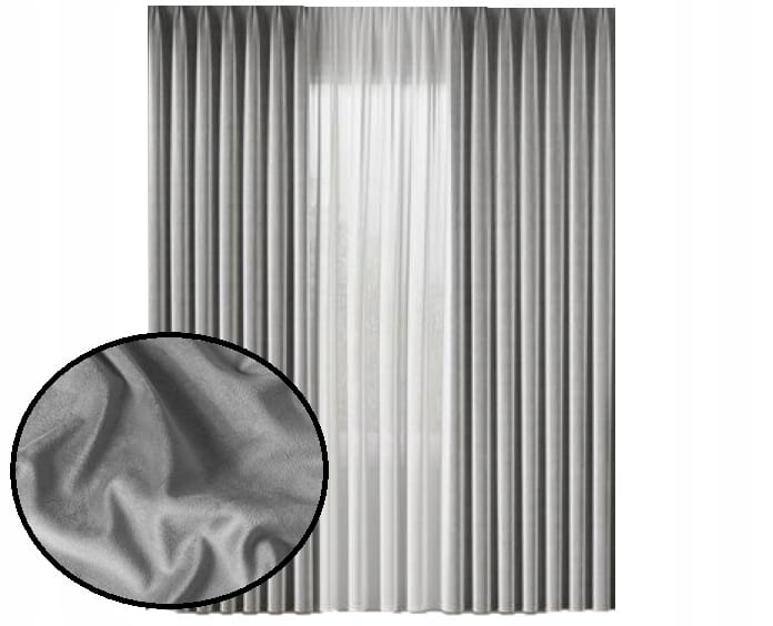 Zasłona velvet szara na taśmie 270x140 - elegancko uzupełni każde wnętrze
